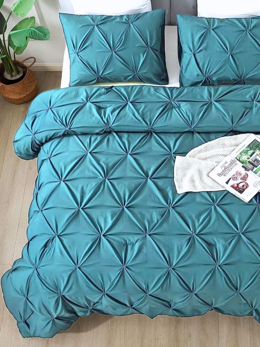 THE WHITE MOSS Navy Blue & Teal Heavy Winter 400 GSM Comforter-image-21