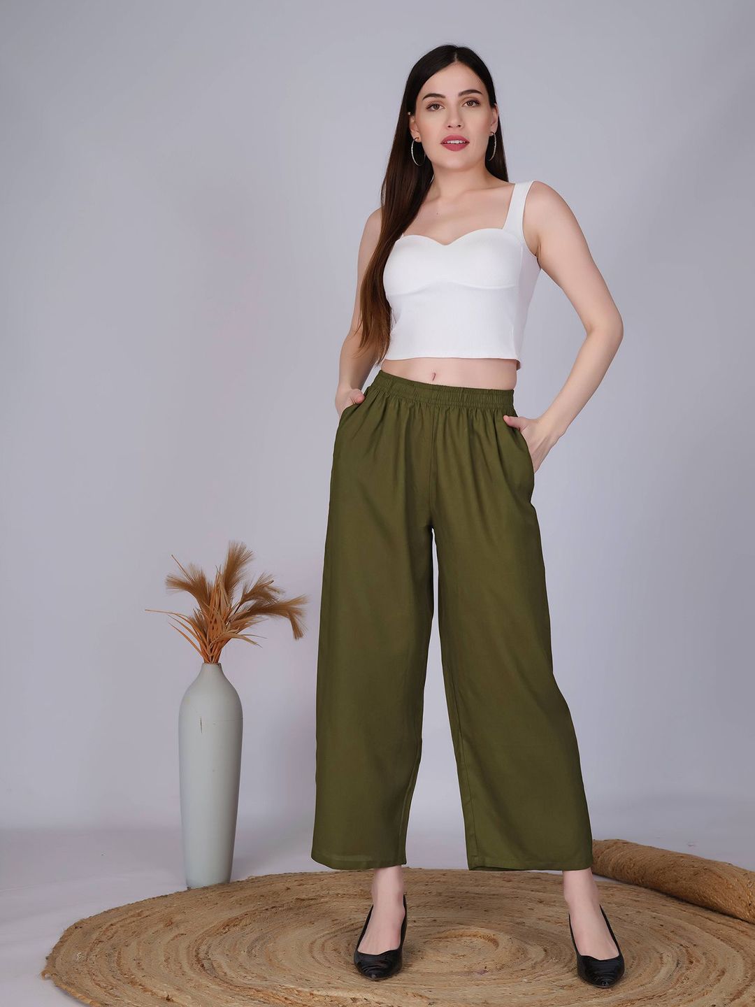 Vivika Women Straight Fit Elasticated Palazzos-picture-28