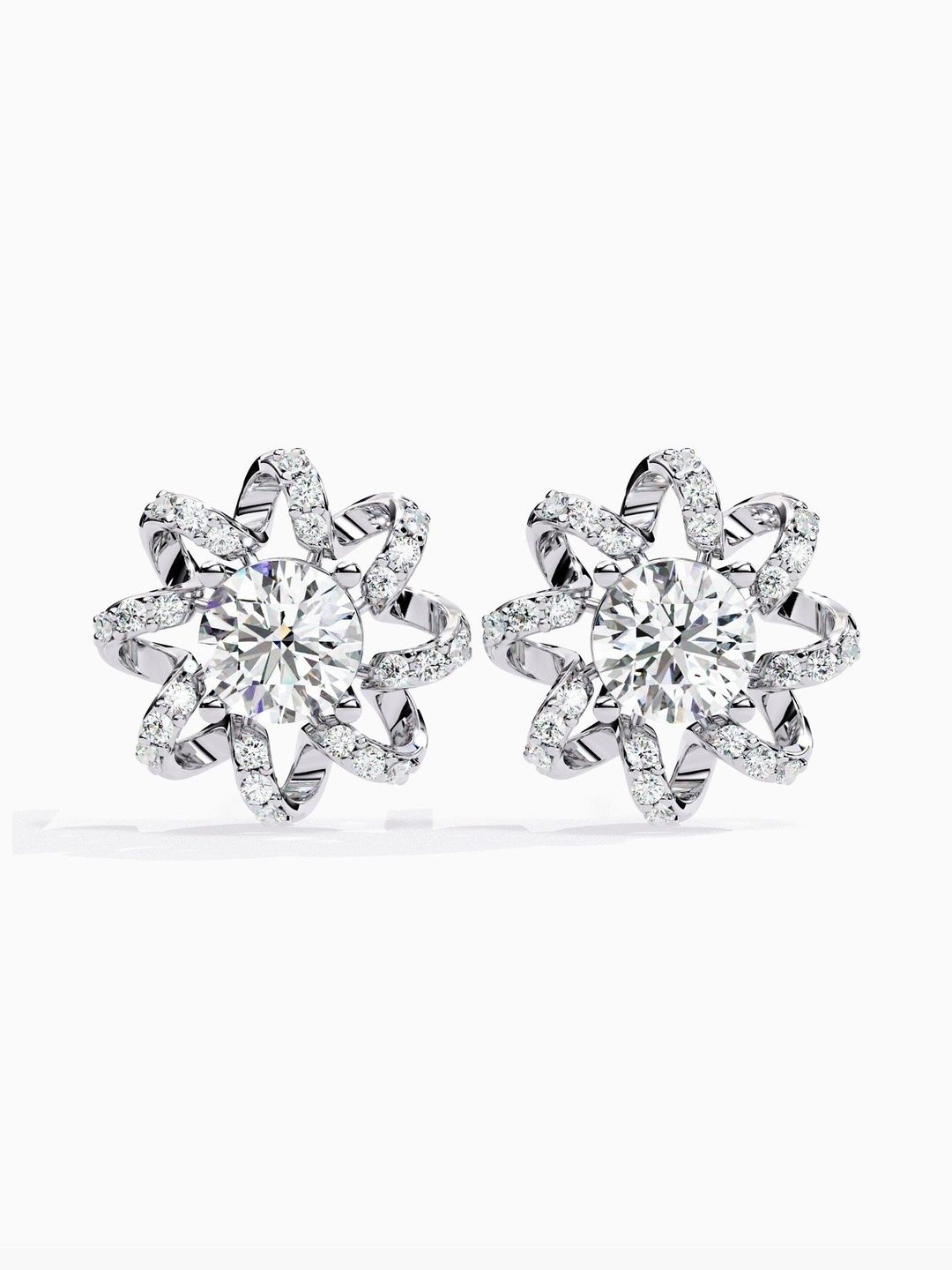 VALANOVA 925 Sterling Silver Plated White Gold Diamond Earrings-2.18 gm-image-42