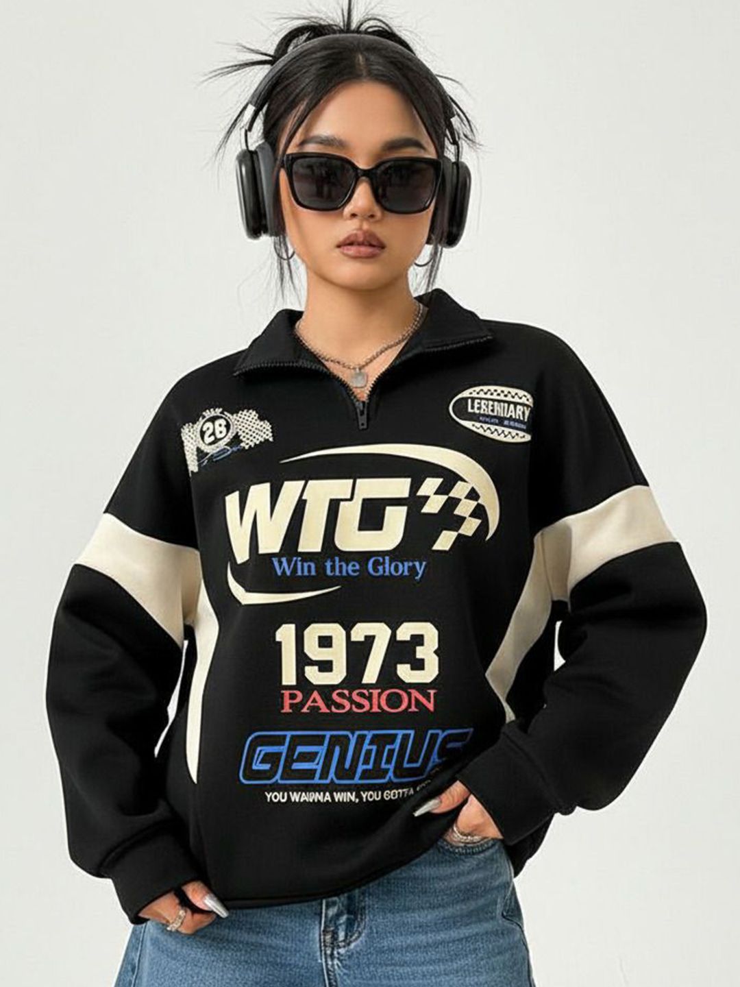 The Roadster Lifestyle Co Printed V Neck full sleeves Sweatshirts