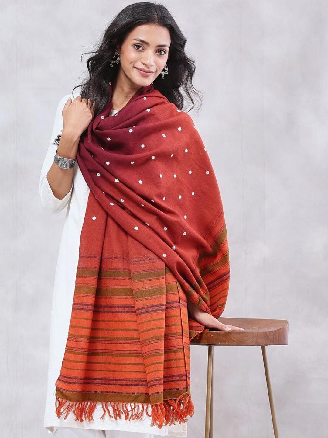 Fabindia Bandhani Printed Woollen Shawl-picture-11