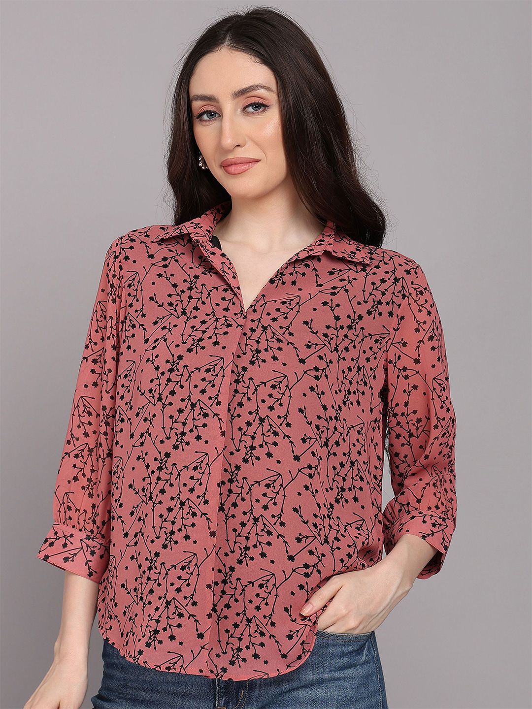 Roadster The Life Co. Women Floral Printed Georgette Shirt Style Top-picture-10