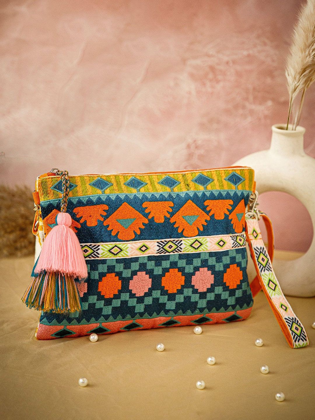 Anekaant Women Ethnic Motifs Sling Bag with Tasselled-picture-29