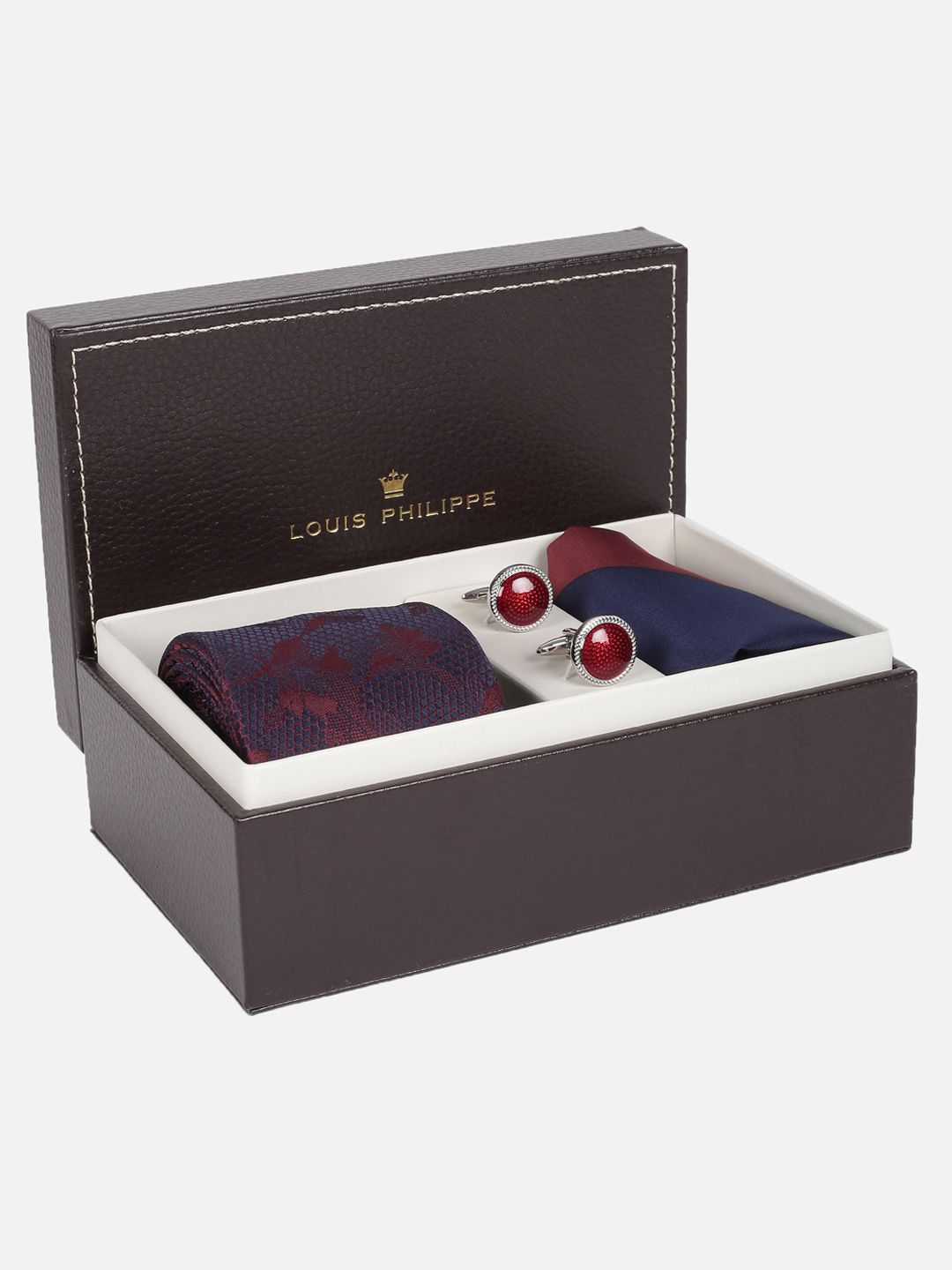 Louis Philippe Men Embroidered Tie Pocket Square And Cufflink-picture-26