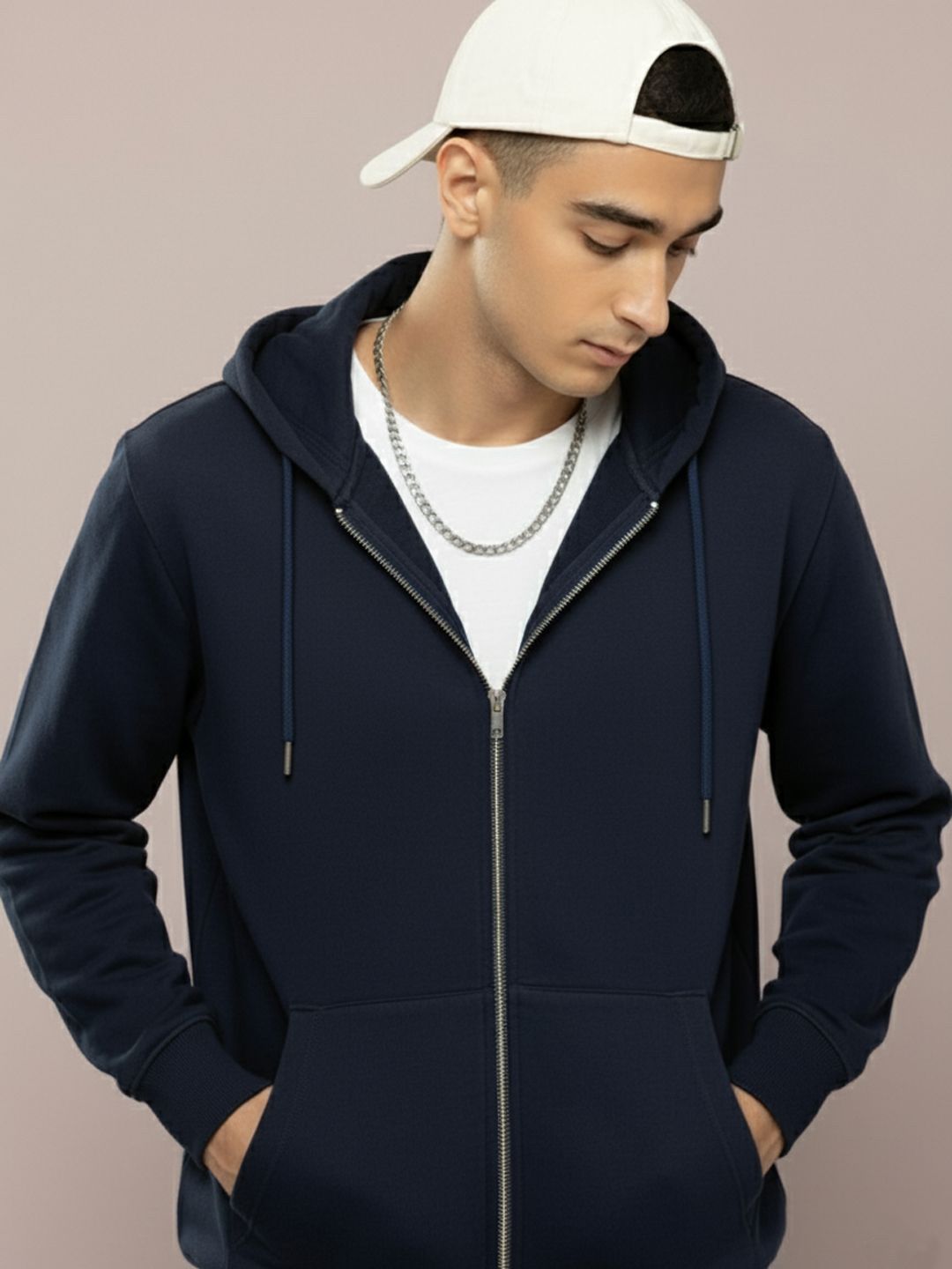 glitchez Men Solid Zipped Hooded Sweatshirt-picture-20