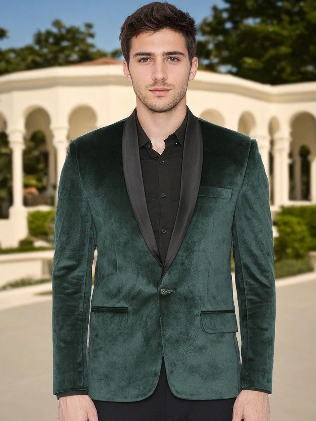 PRINTCULTR Shawl Collar Single Breasted Blazer-picture-15
