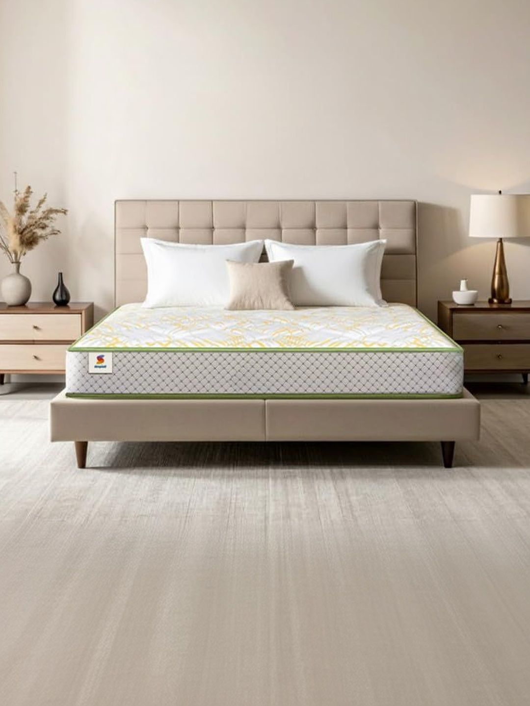 Sleepwell Pro Spinatech Classic White & Yellow Printed Orthopedic Queen-Size Mattress-picture-21