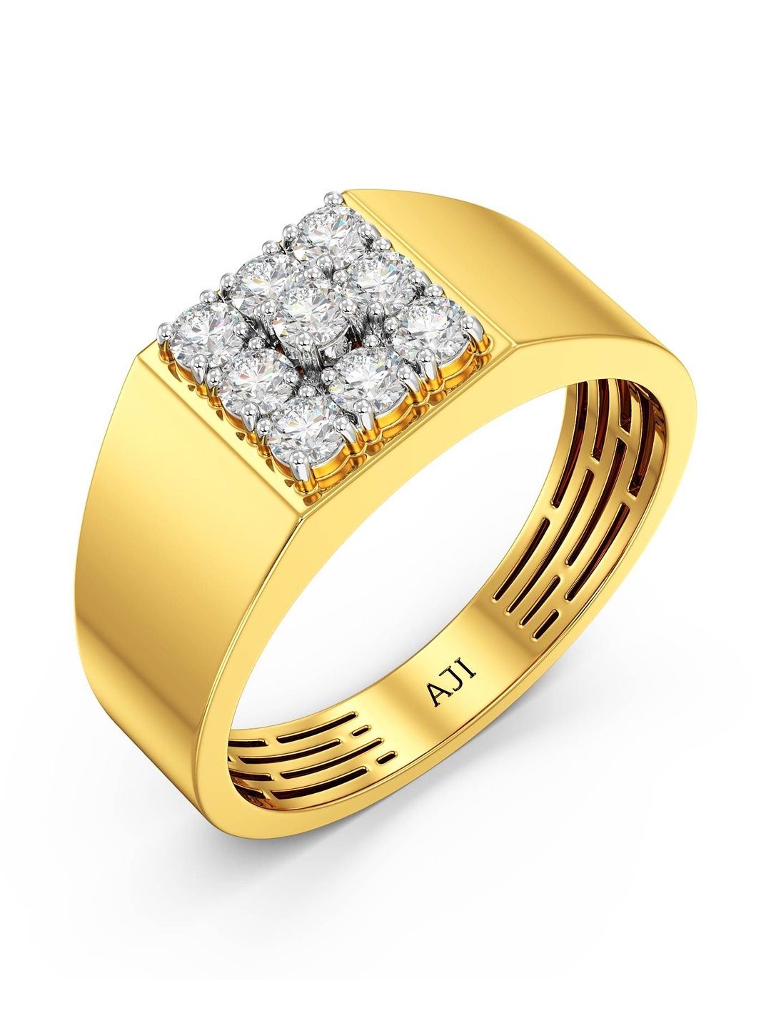 Joyalukkas Men 18KT Gold Euphoria Styled Studded Ring - 4.448 g-image-14
