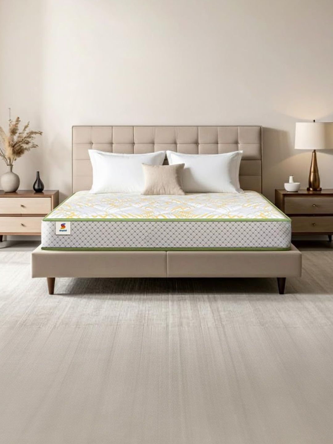 Sleepwell Pro Spinatech Classic White & Yellow Printed Orthopedic King-Size Mattress-picture-35