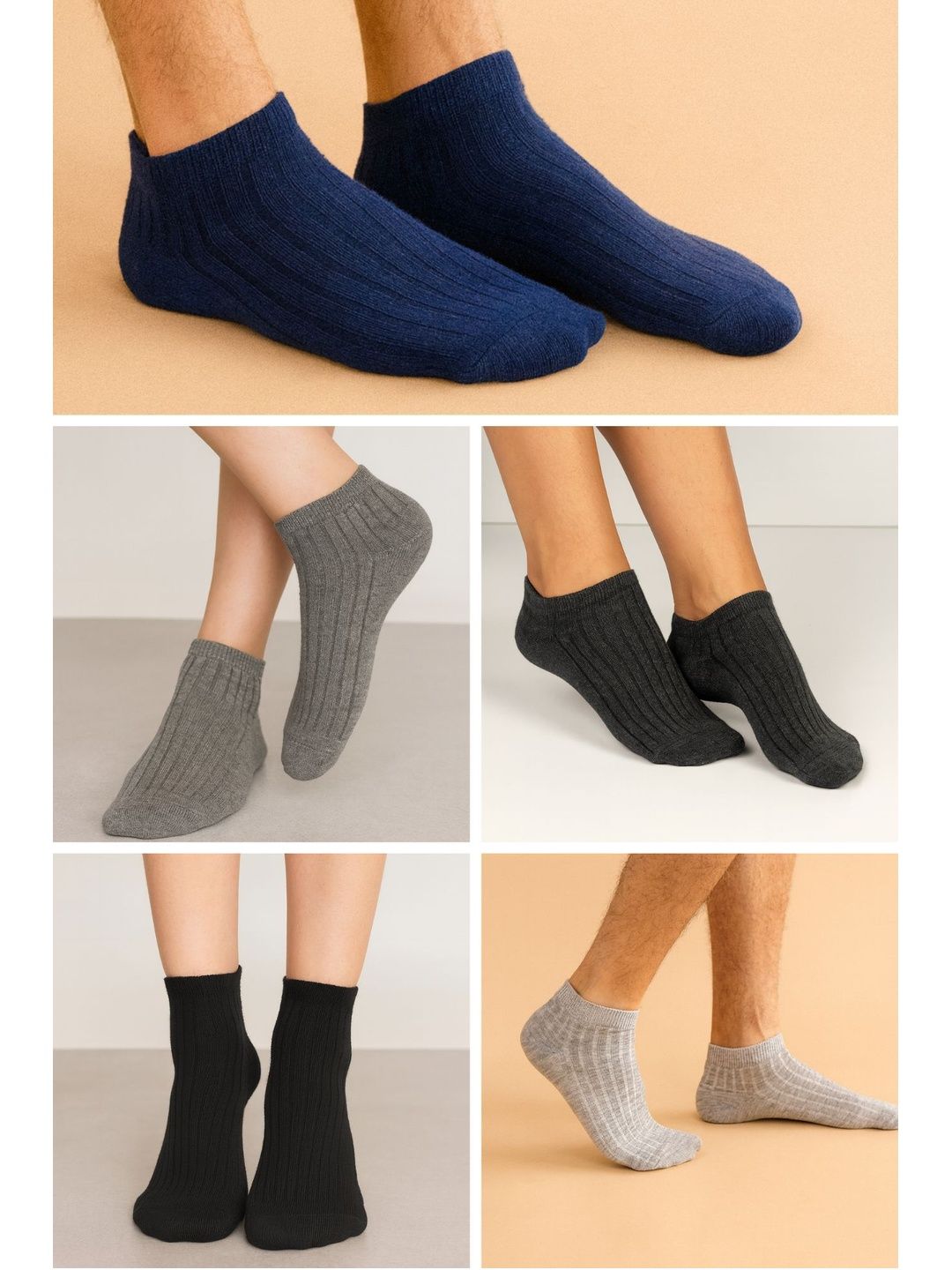ZEVORA Men Pack Of 5 Ankle Length Socks-picture-55