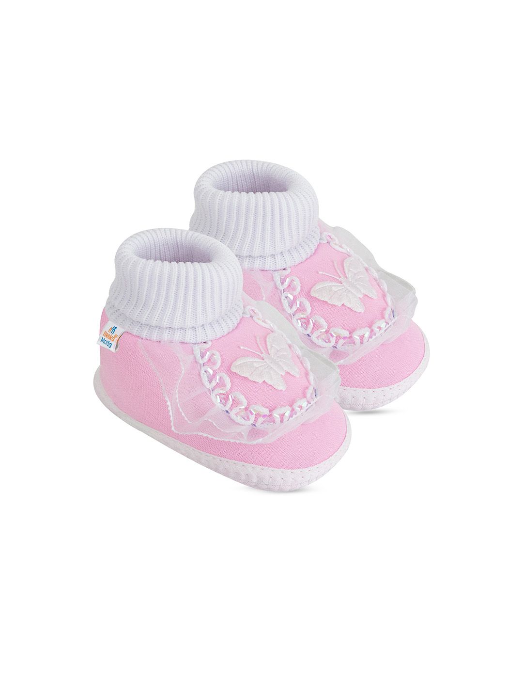 NESKA MODA Girls Butterfly Frill Slip On Cotton Booties-picture-11