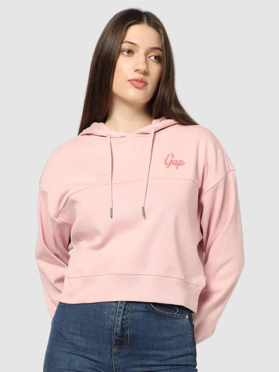 GAP Women Brand Logo Relaxed Fit Drop-Shoulder Hooded Pullover Sweatshirt-picture-21