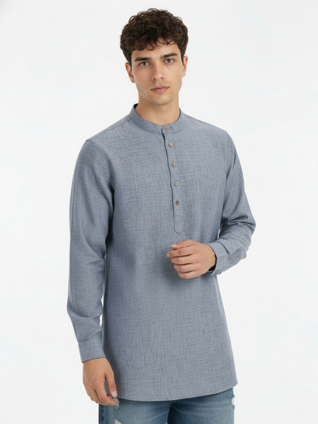 Anouk Rustic Band Collar Straight Kurta-picture-52