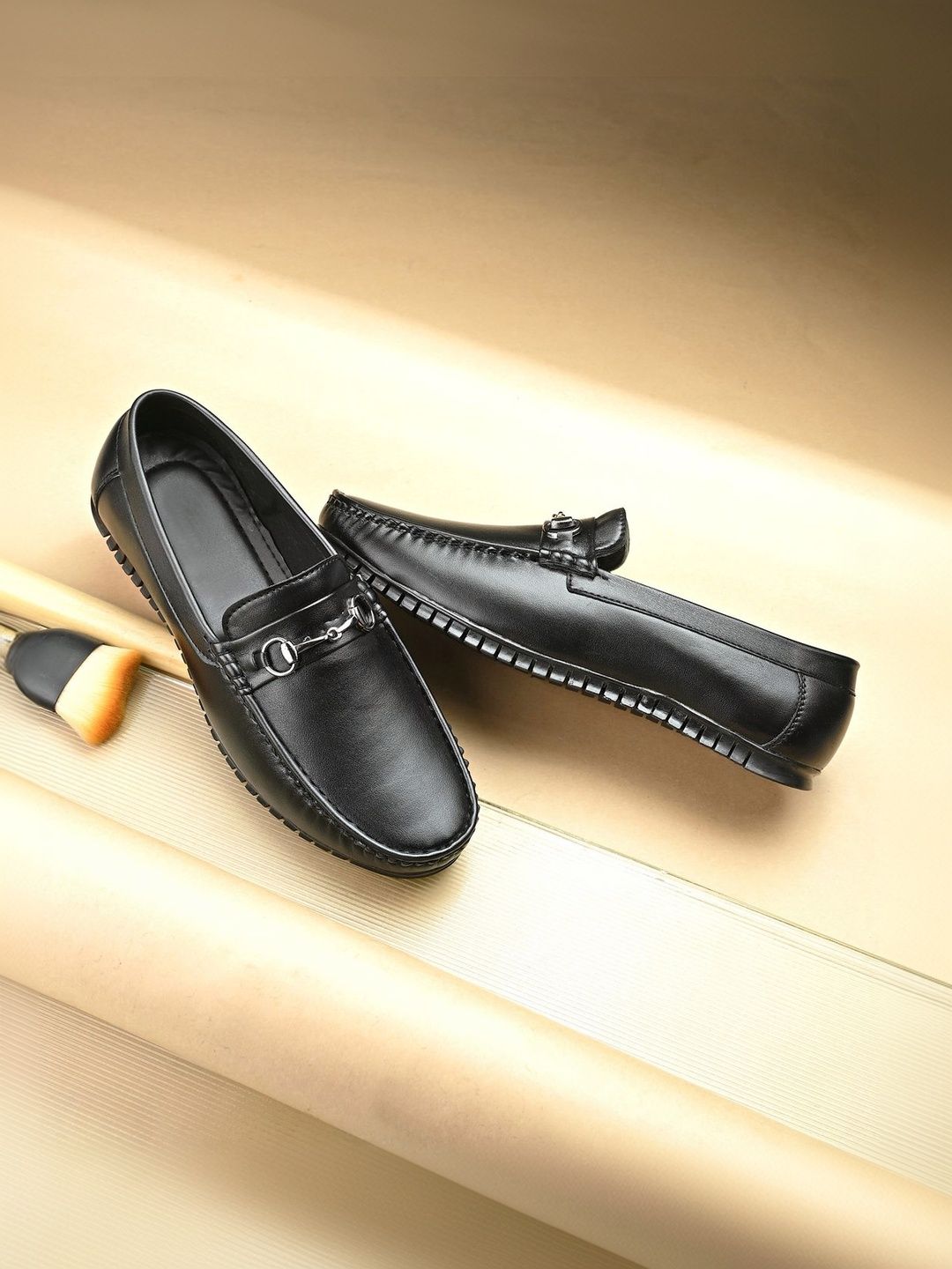 Corsac Men Textured Round Toe Loafers Formal Shoes With Buckles-image-30