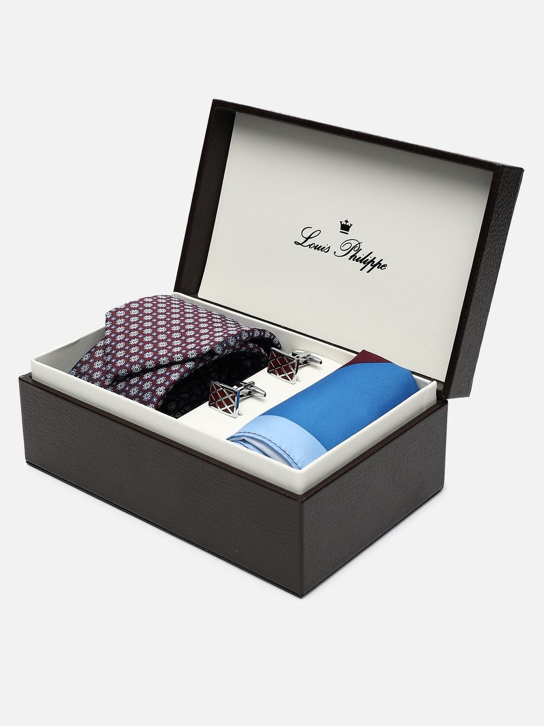 Louis Philippe Men Accessory Gift Set of Printed Tie Pocket Square And Cufflink-picture-25