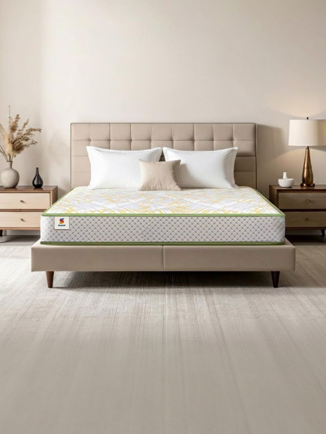 Sleepwell Pro Spinatech Classic White & Yellow Printed Orthopedic Queen-Size Mattress-picture-49