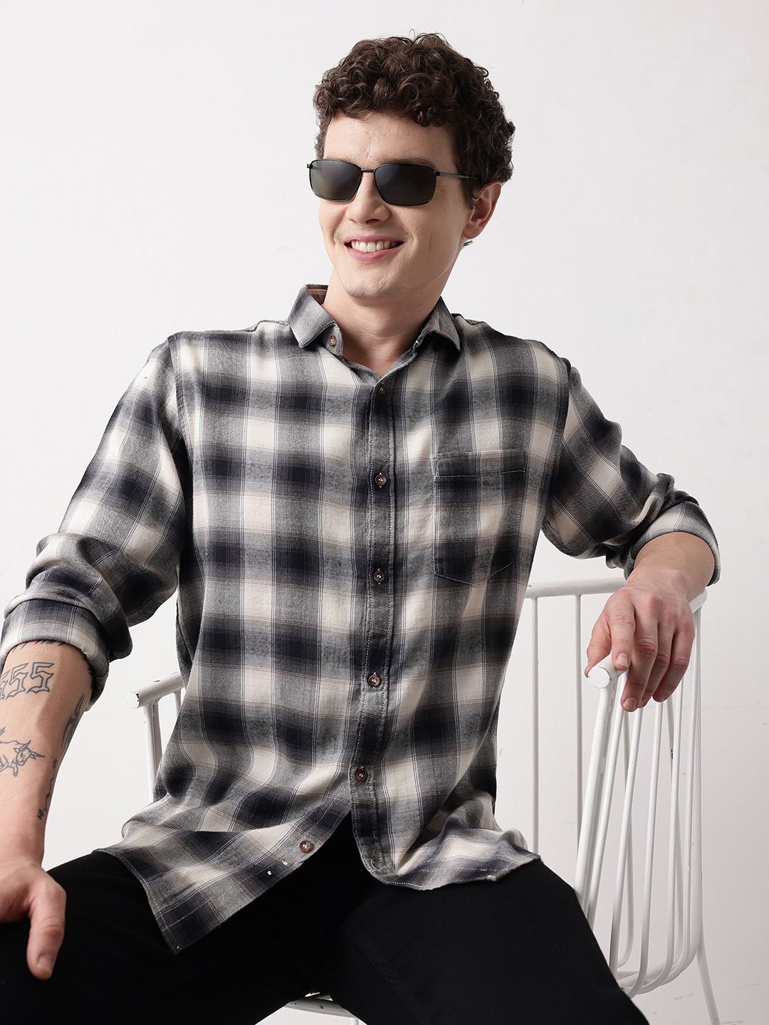 Mast & Harbour Men Tartan Checked Casual Shirt-picture-20