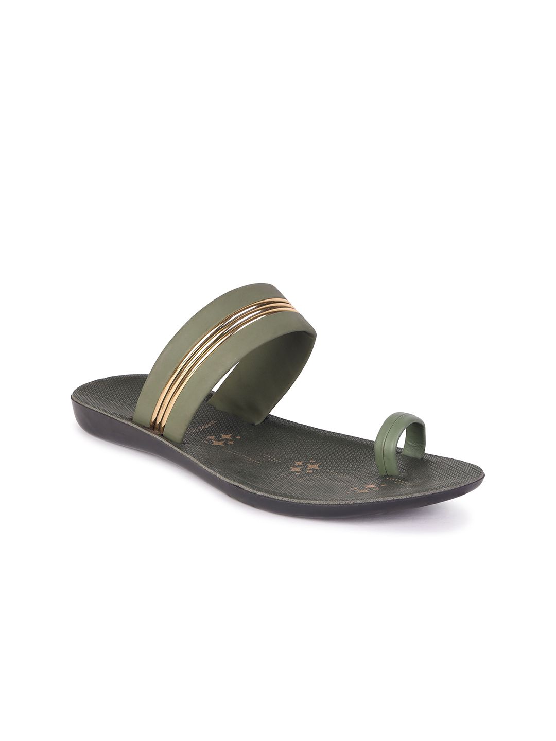 PENNEN Women Striped Kolhapuri Style Lightweight One Toe Flats-image-42