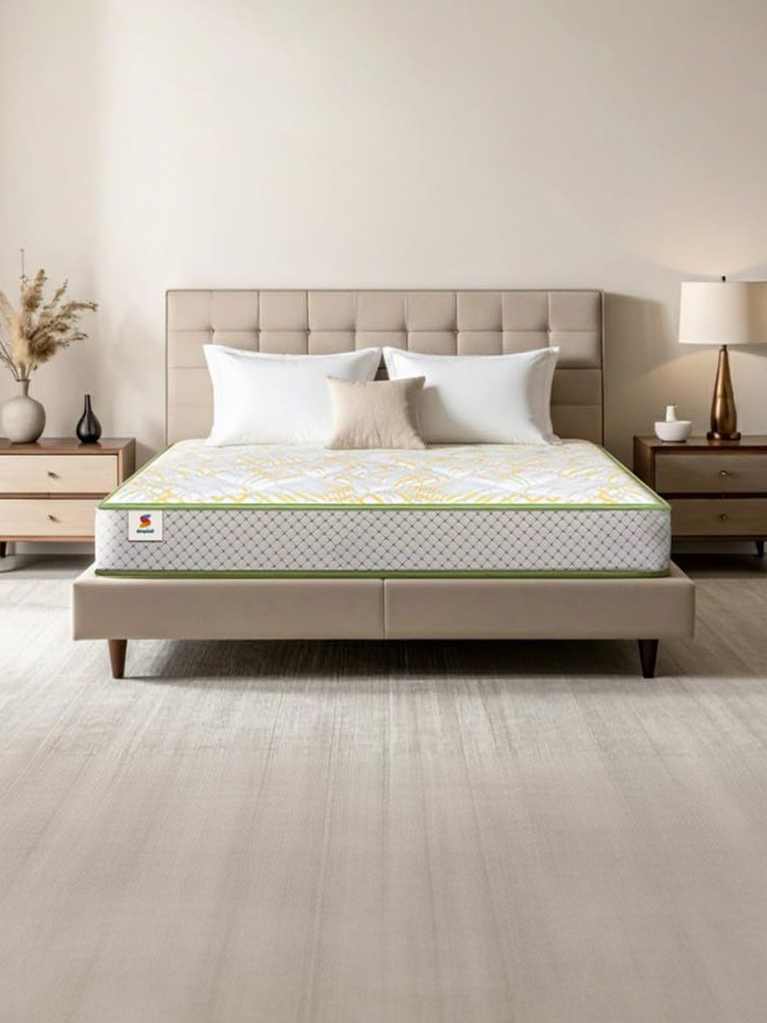 Sleepwell Pro Spinatech Classic White & Yellow Printed Orthopedic Queen-Size Mattress-picture-38