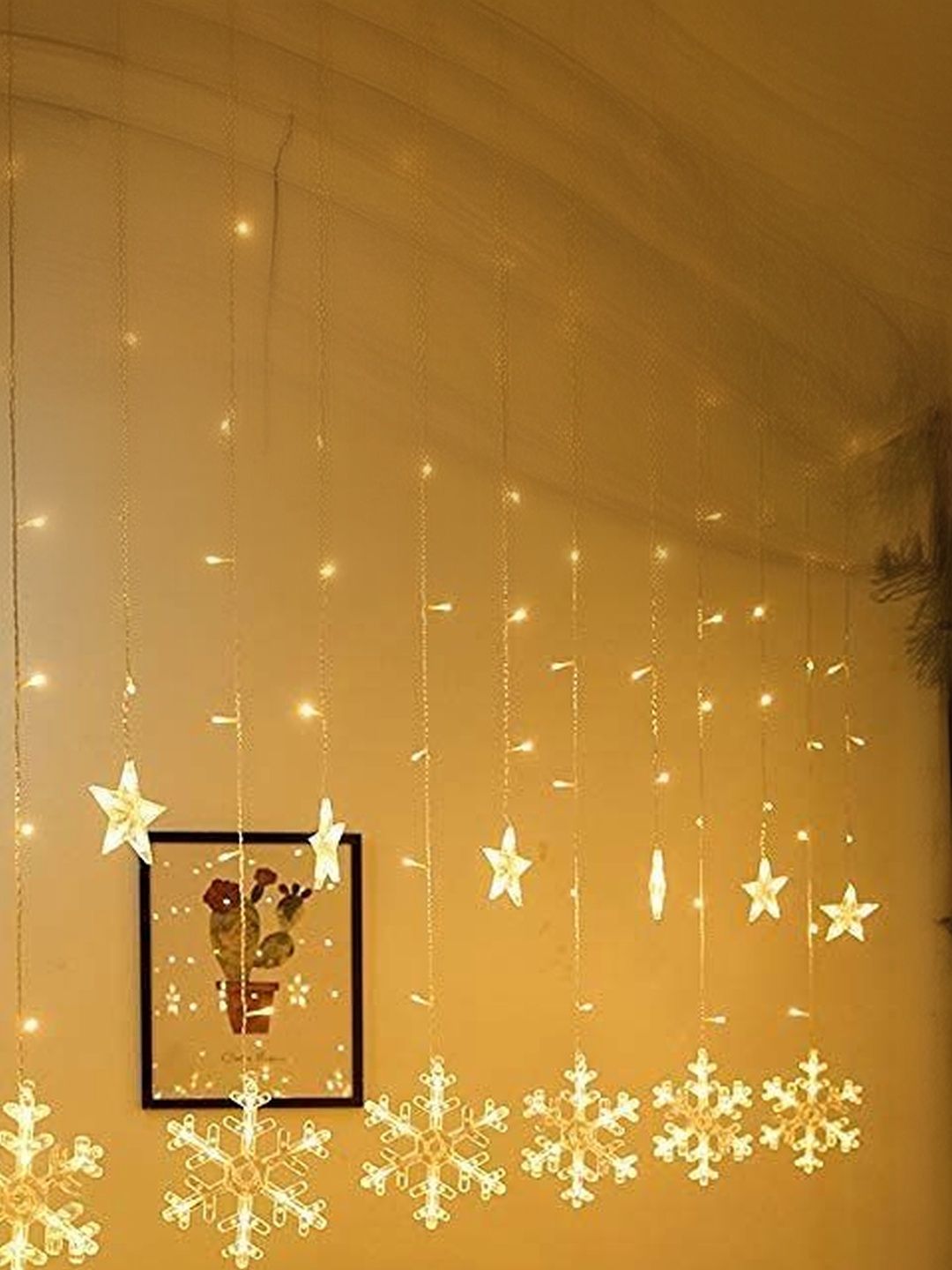 Quace Star Snow Flake Curtain Theme 2.5m Warm-White Weather-Resistant String Lights-image-31