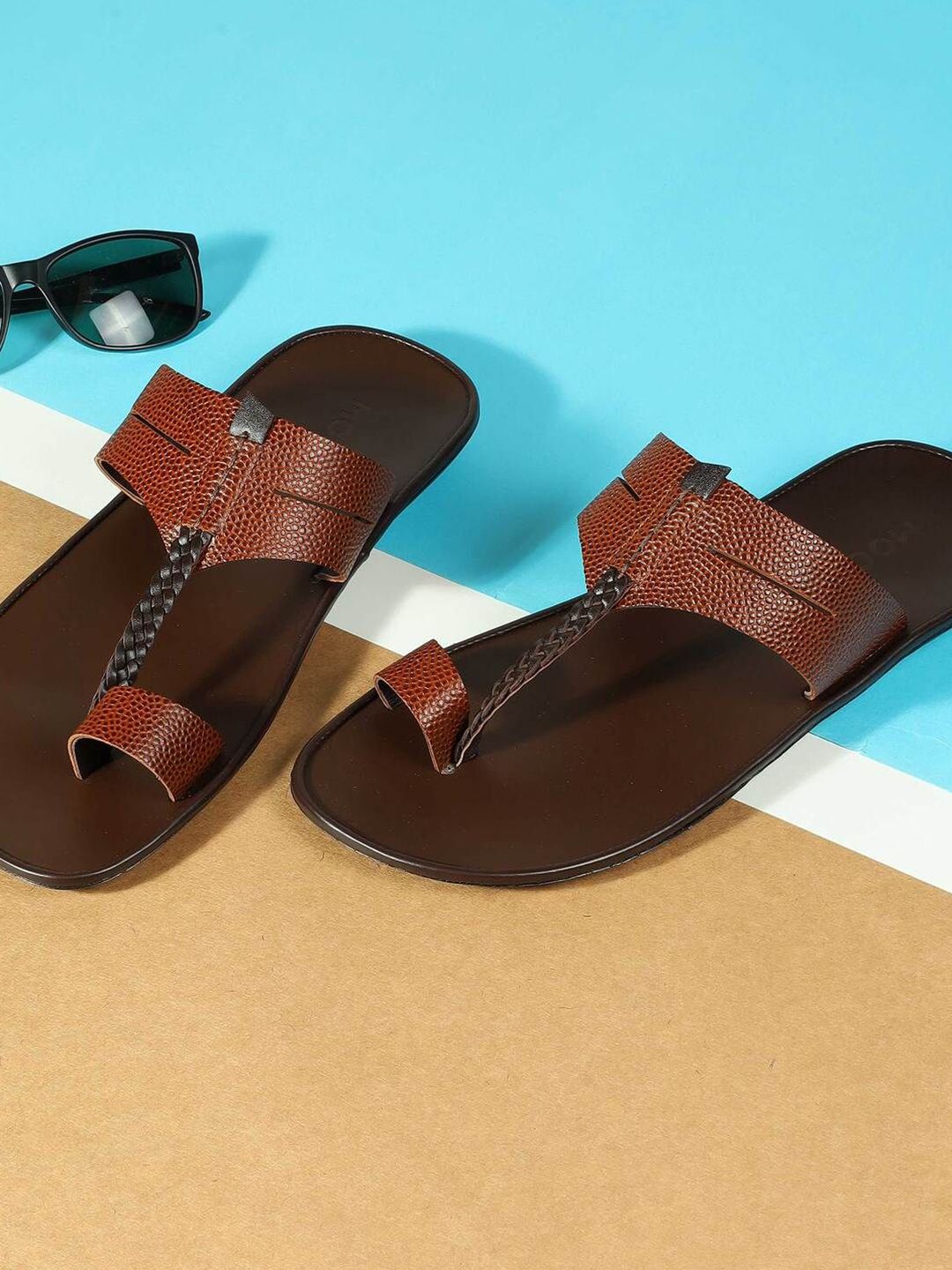 Mochi Men Leather Fashion Comfort Sandals deal from myntra