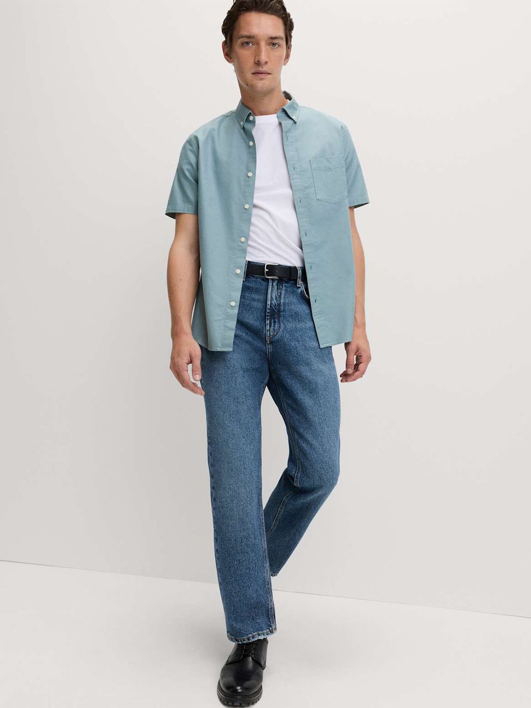 Marks & Spencer Men Regular Fit Short Sleeves Pure Cotton Oxford Shirt-picture-21