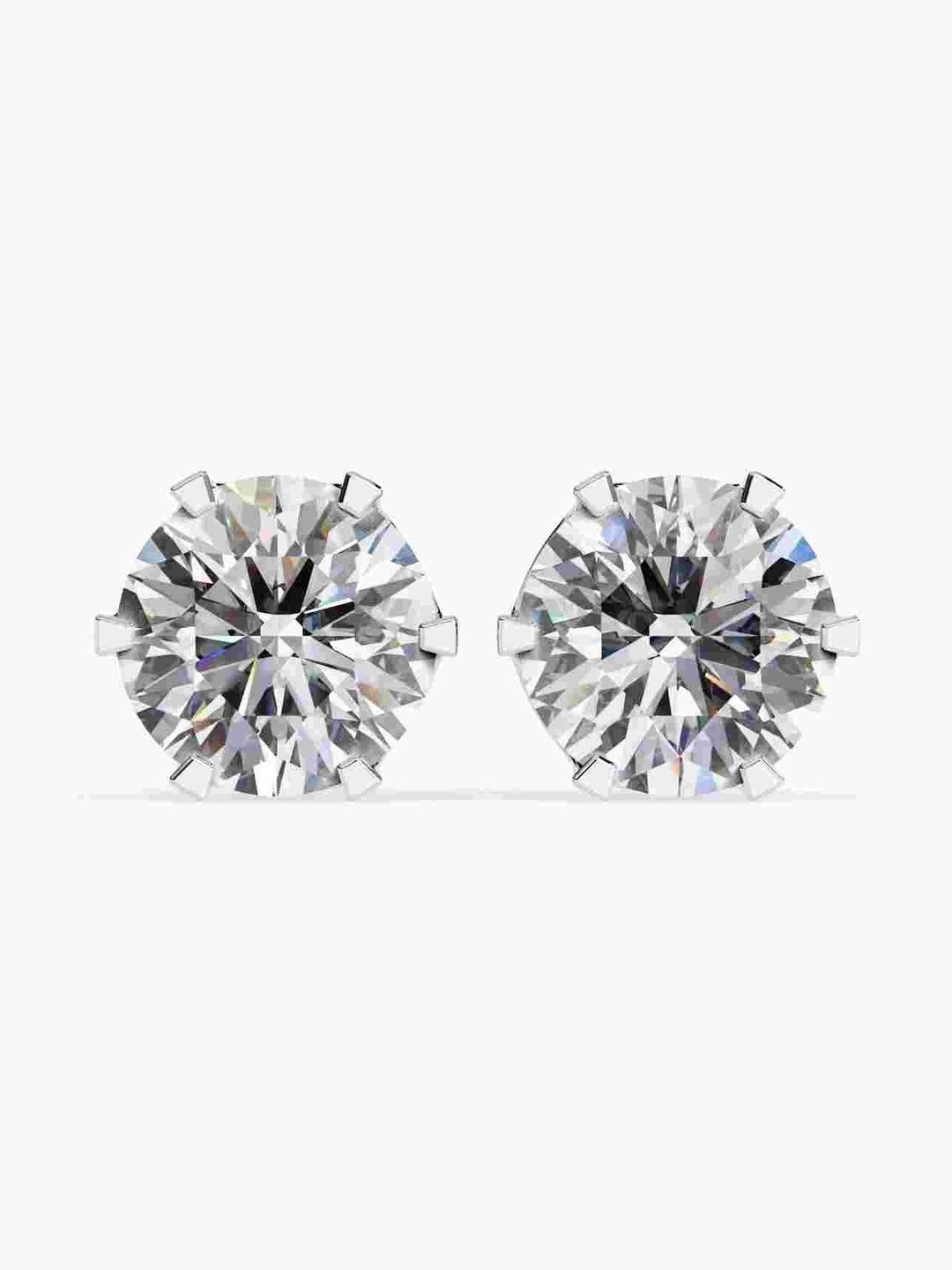 VALANOVA 925 Sterling Silver Plated Diamond Earrings-1.14 gm-image-4