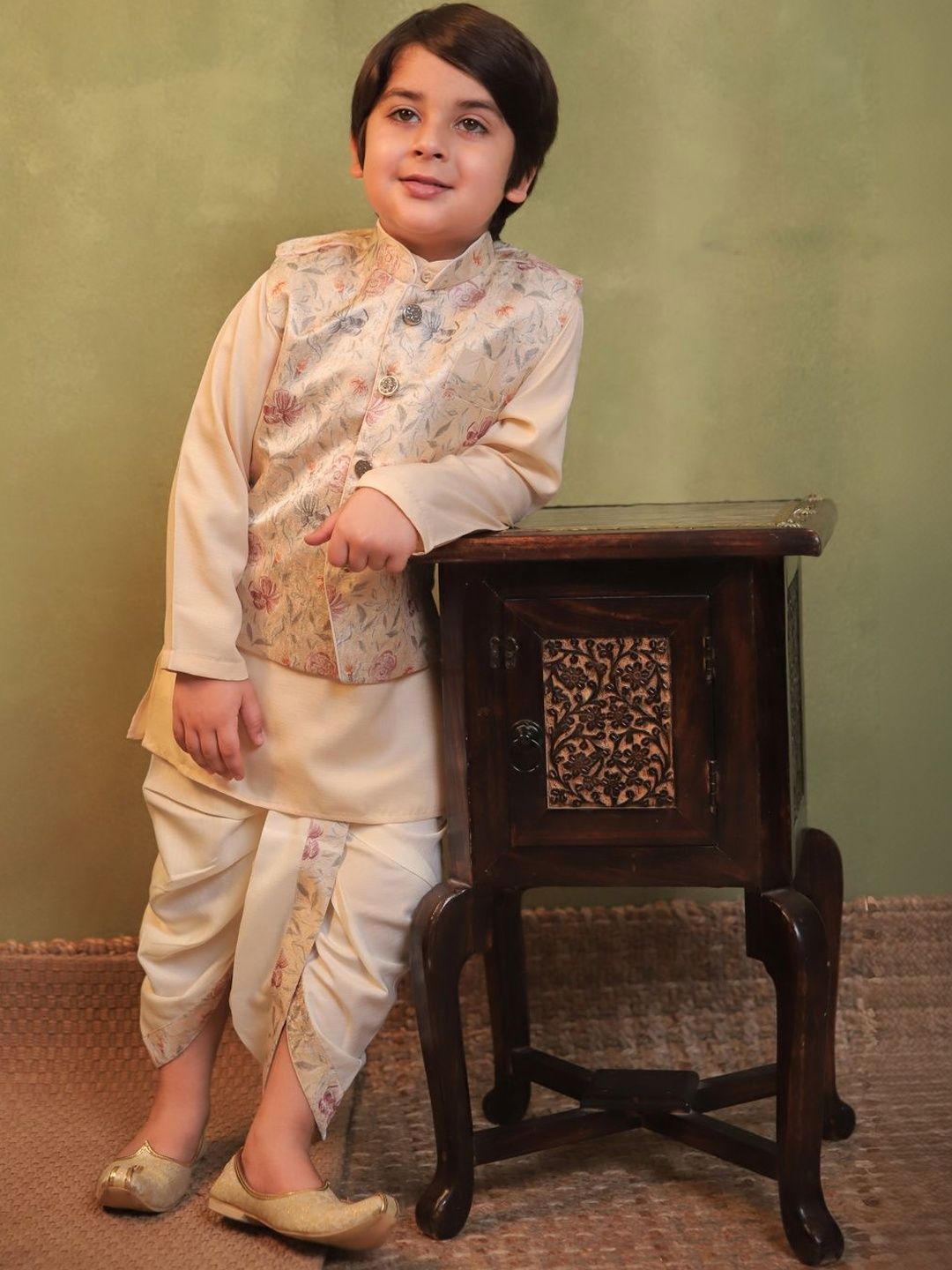Aj DEZInES Boys Floral Regular Pure Cotton Kurta with Dhoti Pants-picture-46