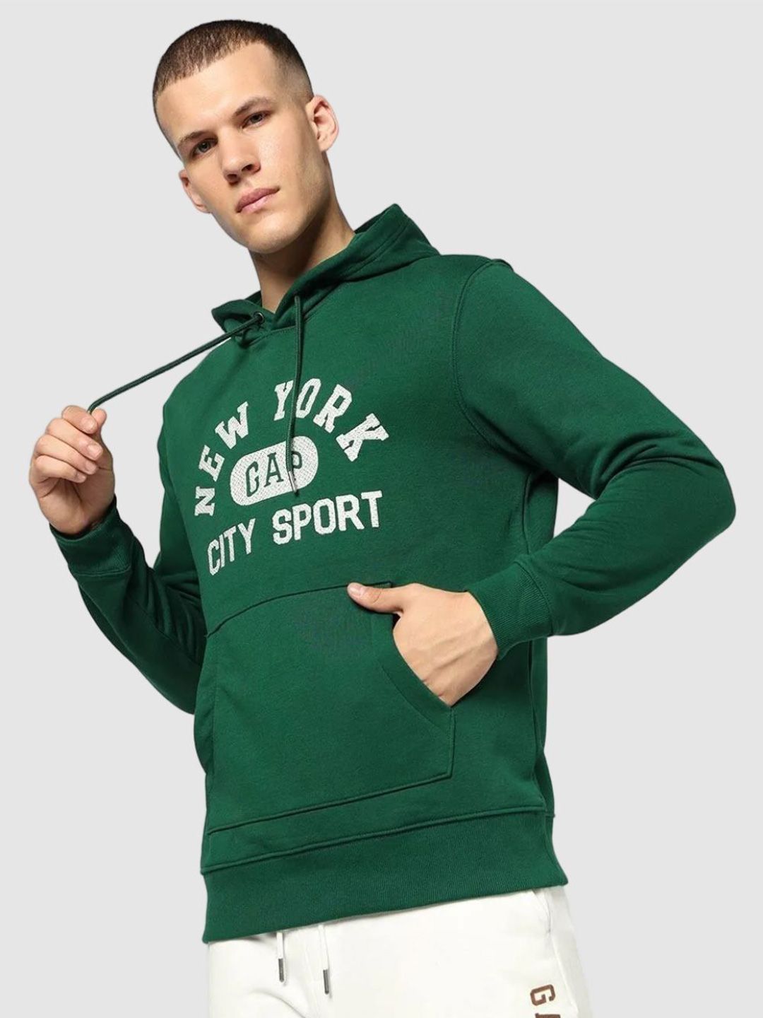 GAP Men Typography Printed Hooded Sweatshirt