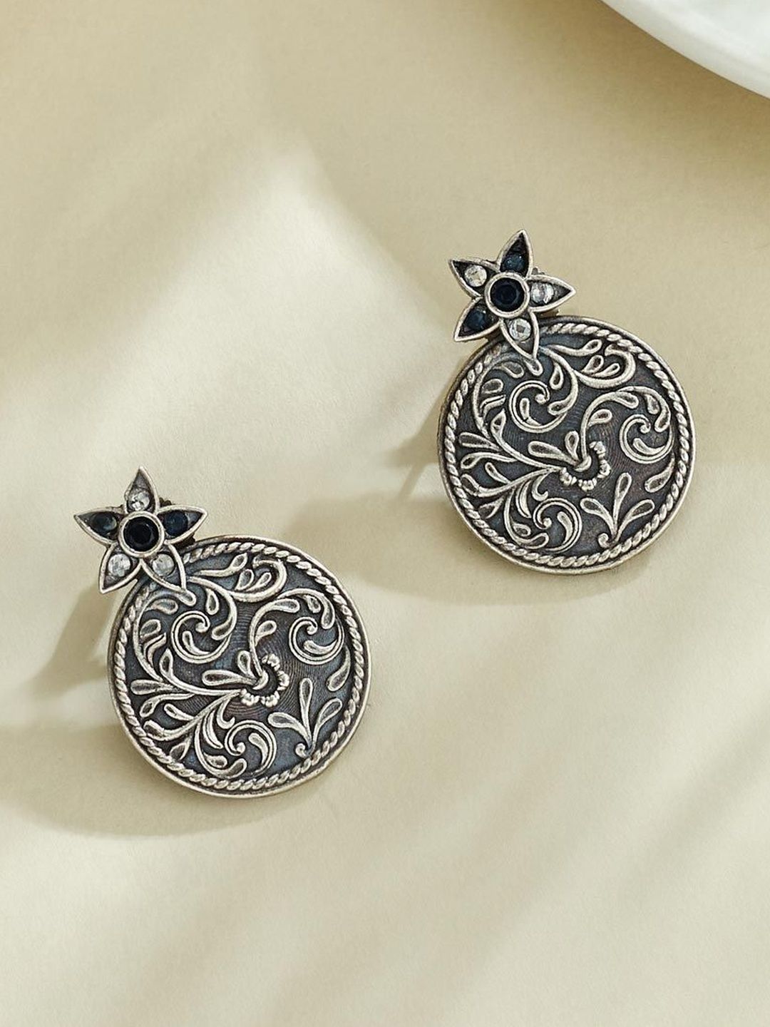 Fabindia Artificial Stones Studded Circular Studs-picture-28