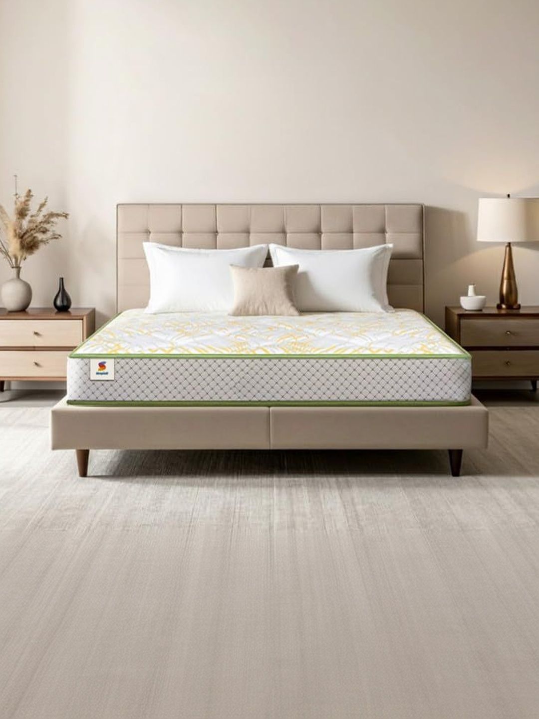 Sleepwell Pro Spinatech Classic White & Yellow Printed Orthopedic King-Size Mattress-picture-23