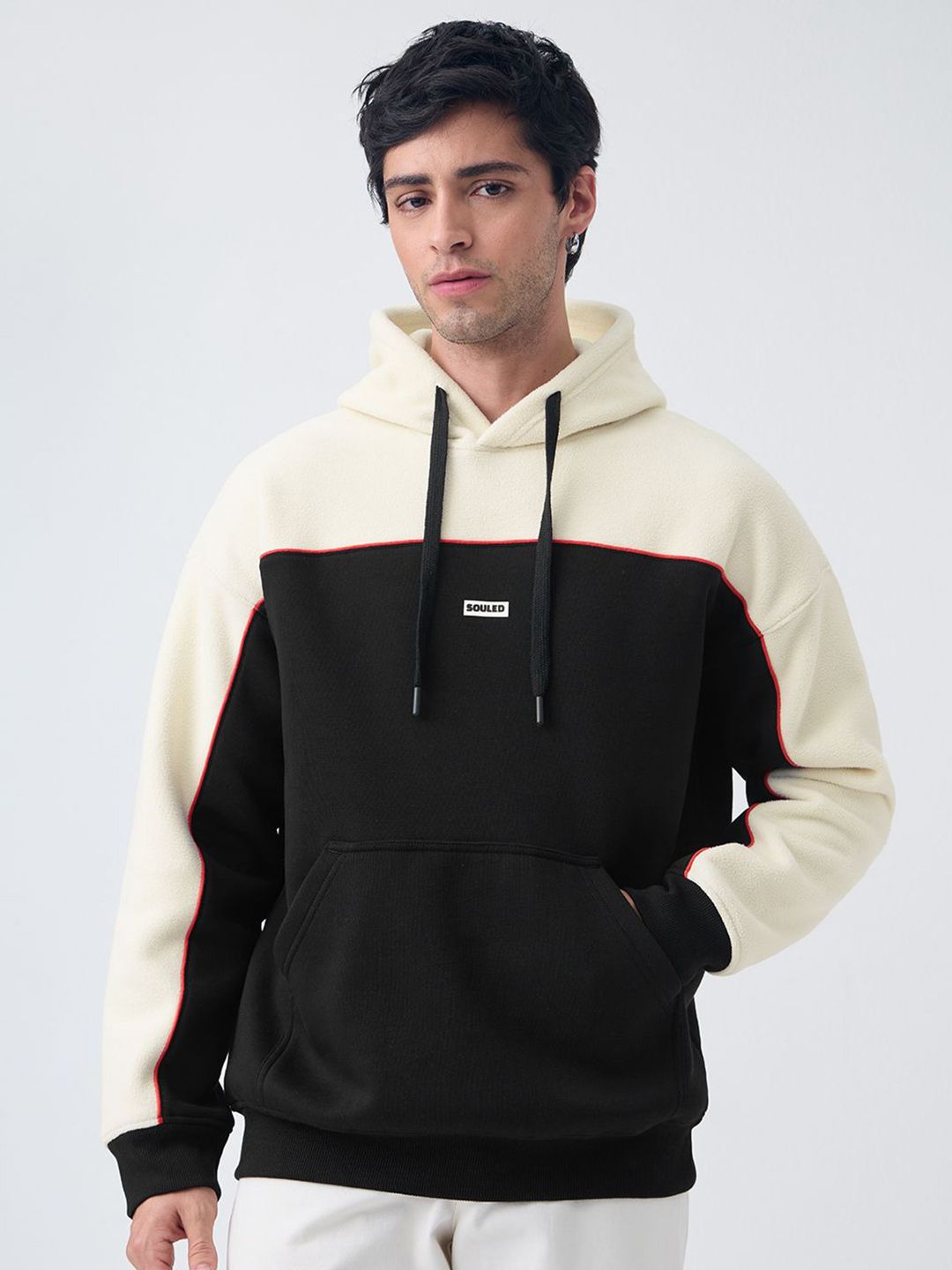 The Souled Store Men Colourblocked Full Sleeves Oversized Hooded Sweatshirt-picture-52
