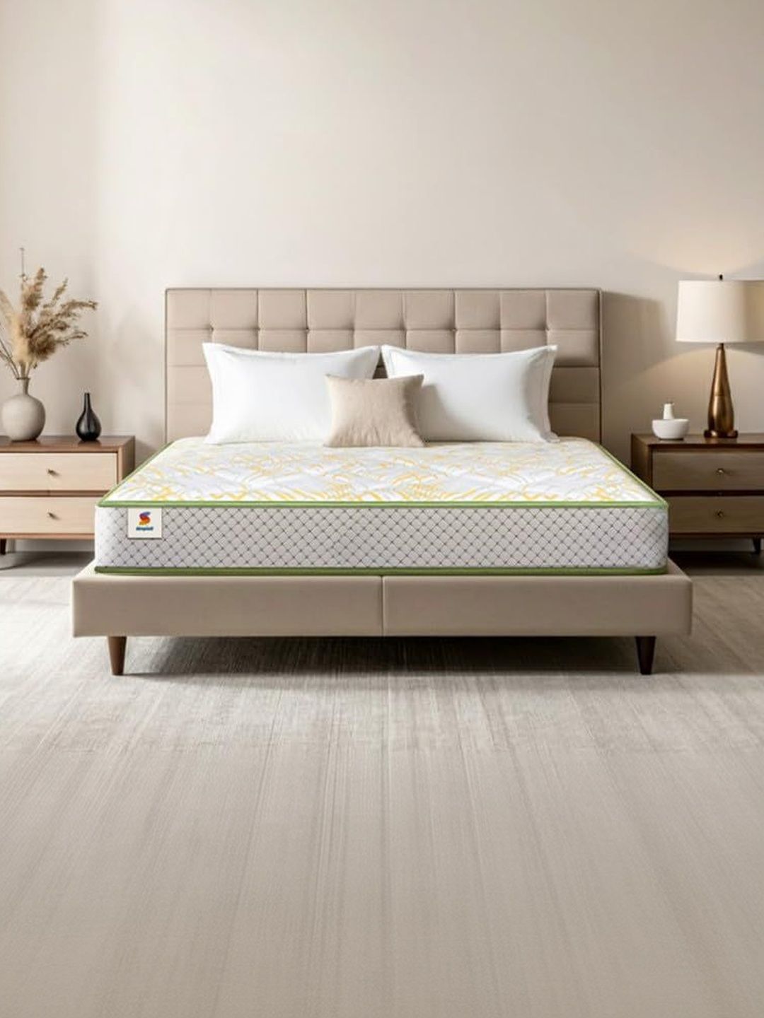 Sleepwell Pro Spinatech Classic White & Yellow Printed Orthopedic King-Size Mattress-picture-33