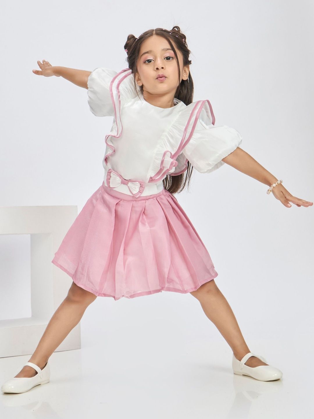 Peppermint Girls Round Neck Short Sleeves Top With Skirt-picture-12