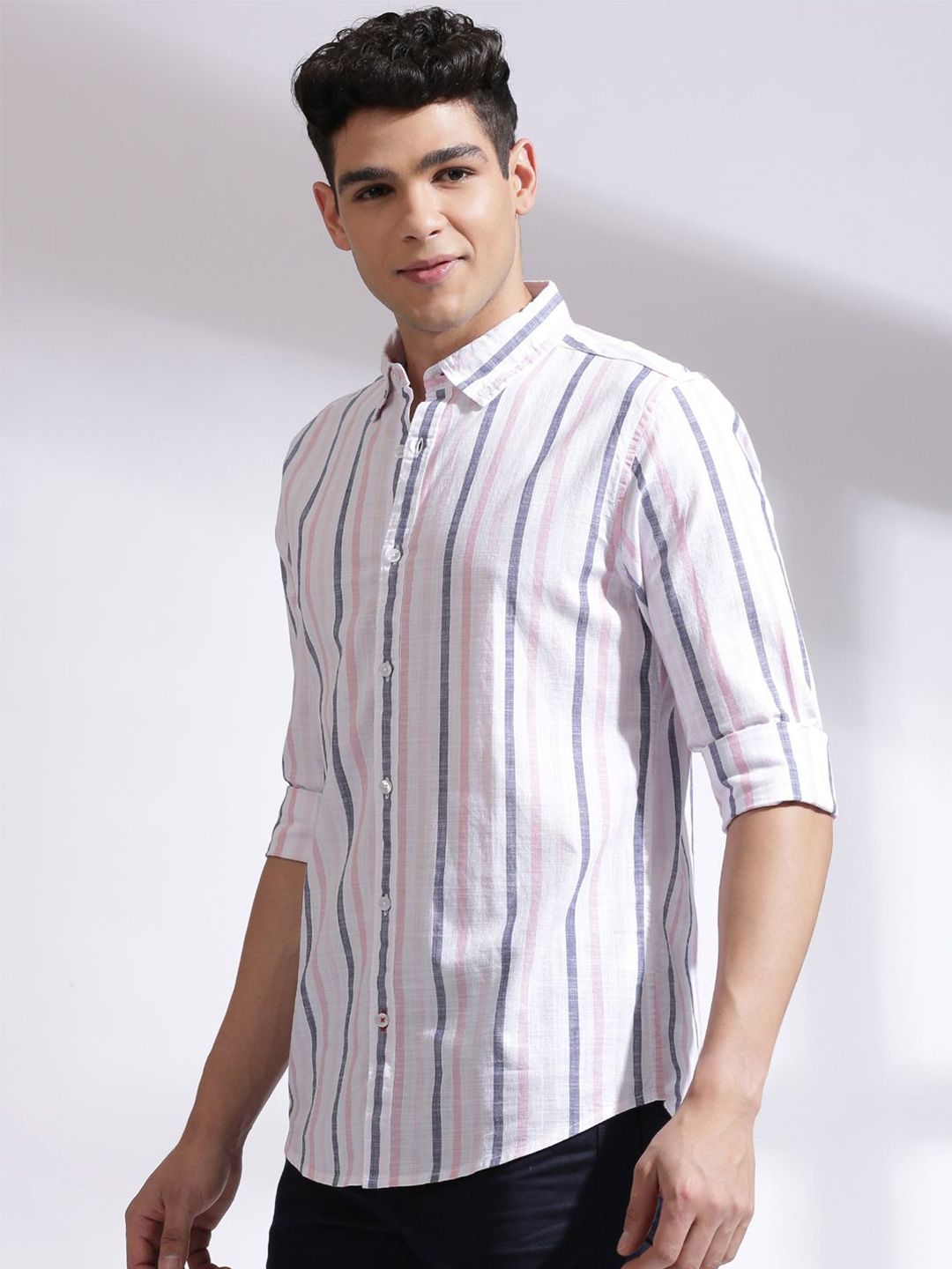 INVICTUS Men Standard Slim Fit Striped Button-Down Collar Cotton Casual Shirt-picture-15
