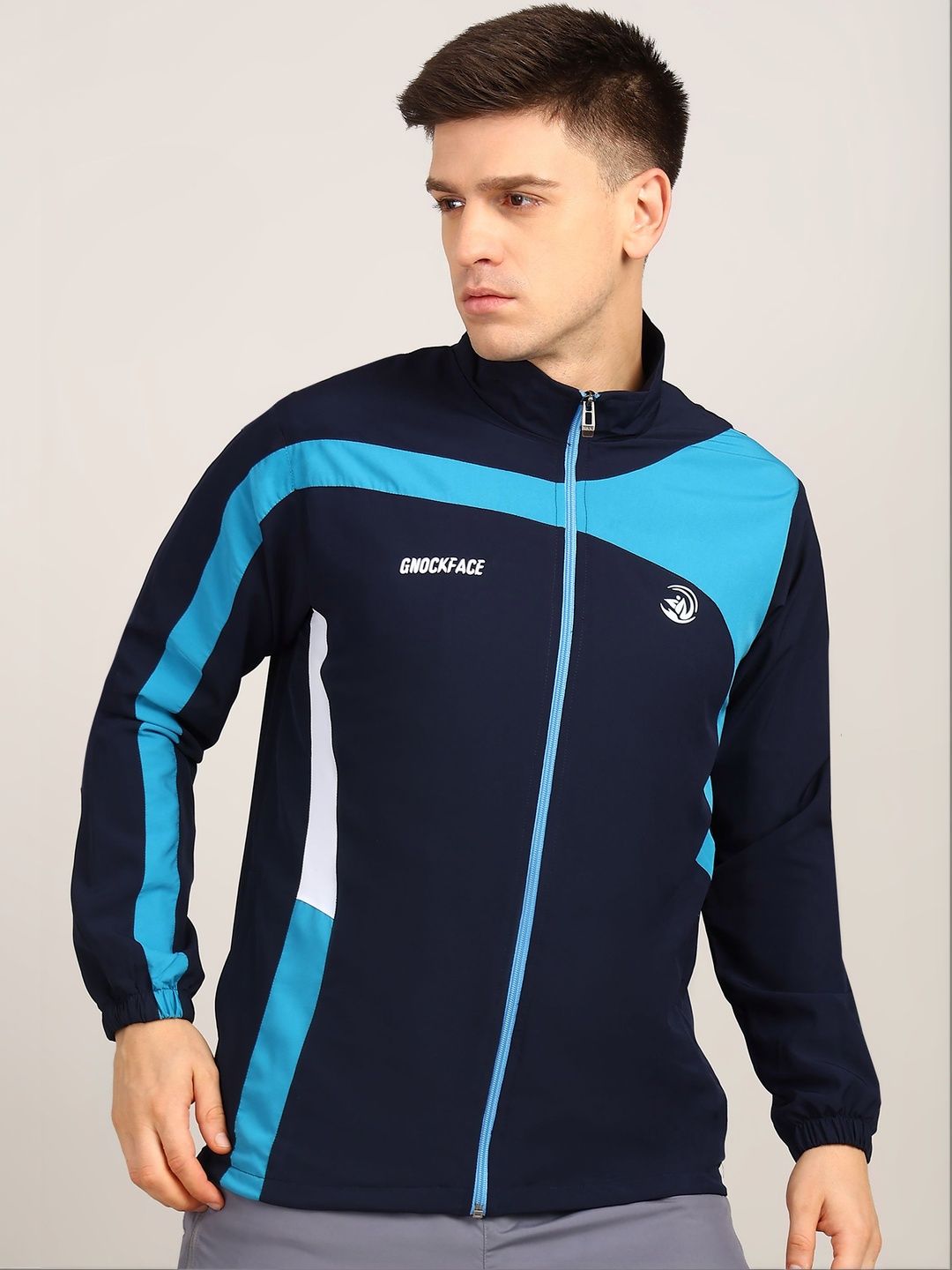 GNOCKFACE Men Brand Logo Colourblocked Windcheater Sporty Jacket-picture-12