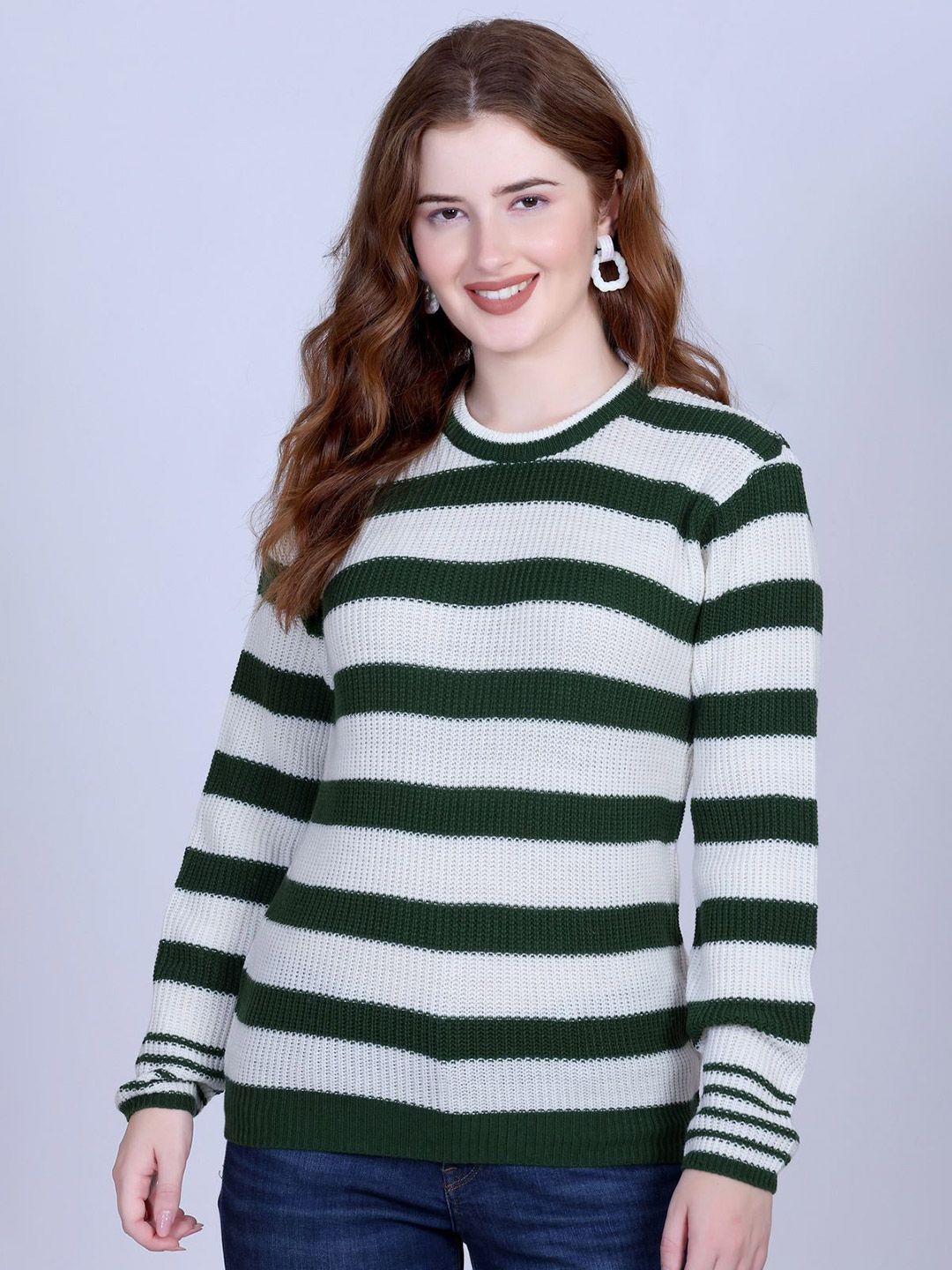 The Roadster Lifestyle Co Women Wool Blend Striped Cardigan-picture-58