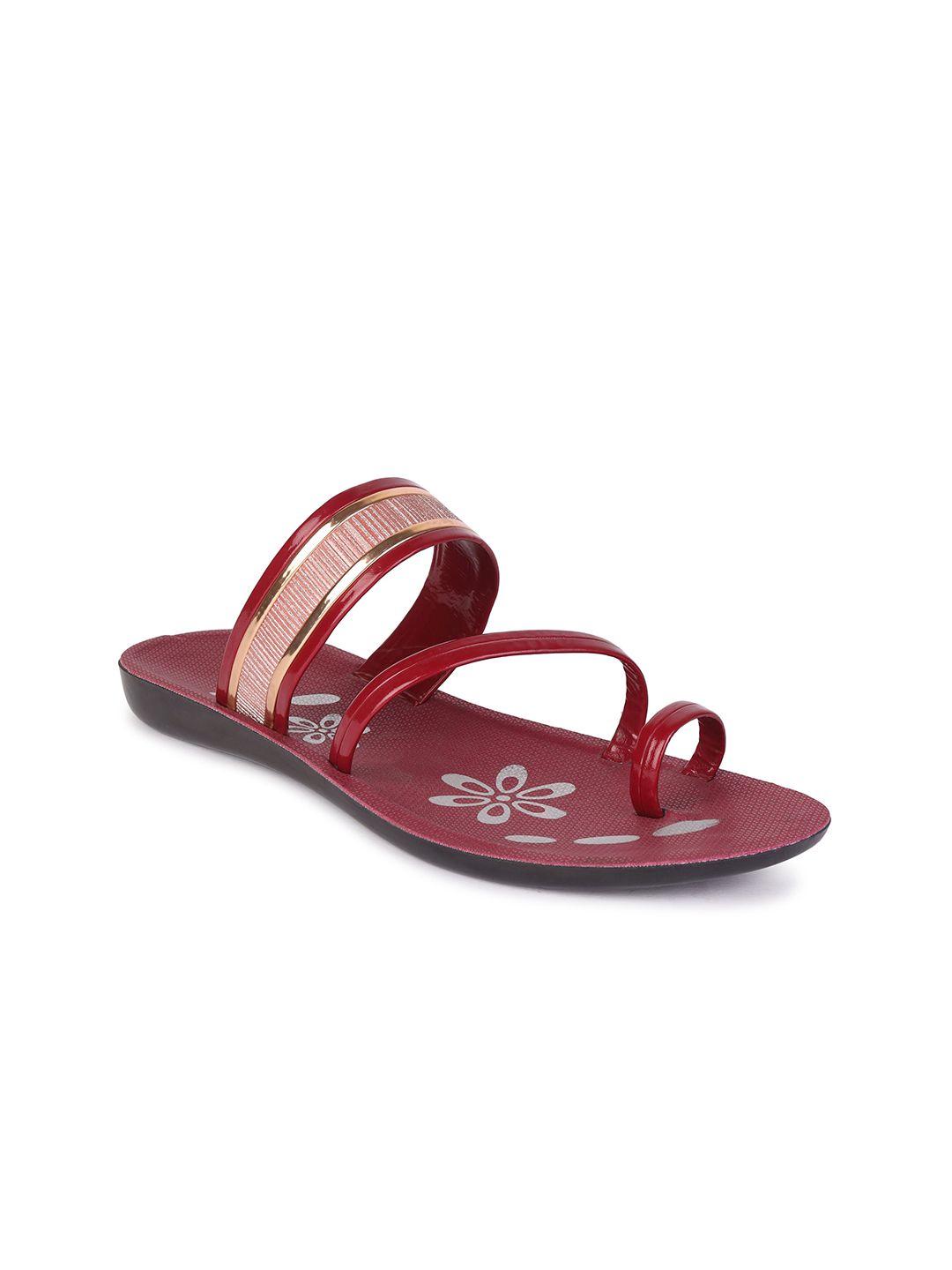 PENNEN Women Printed Slip-On Lightweight One Toe Flats With Western - Embellished-picture-18