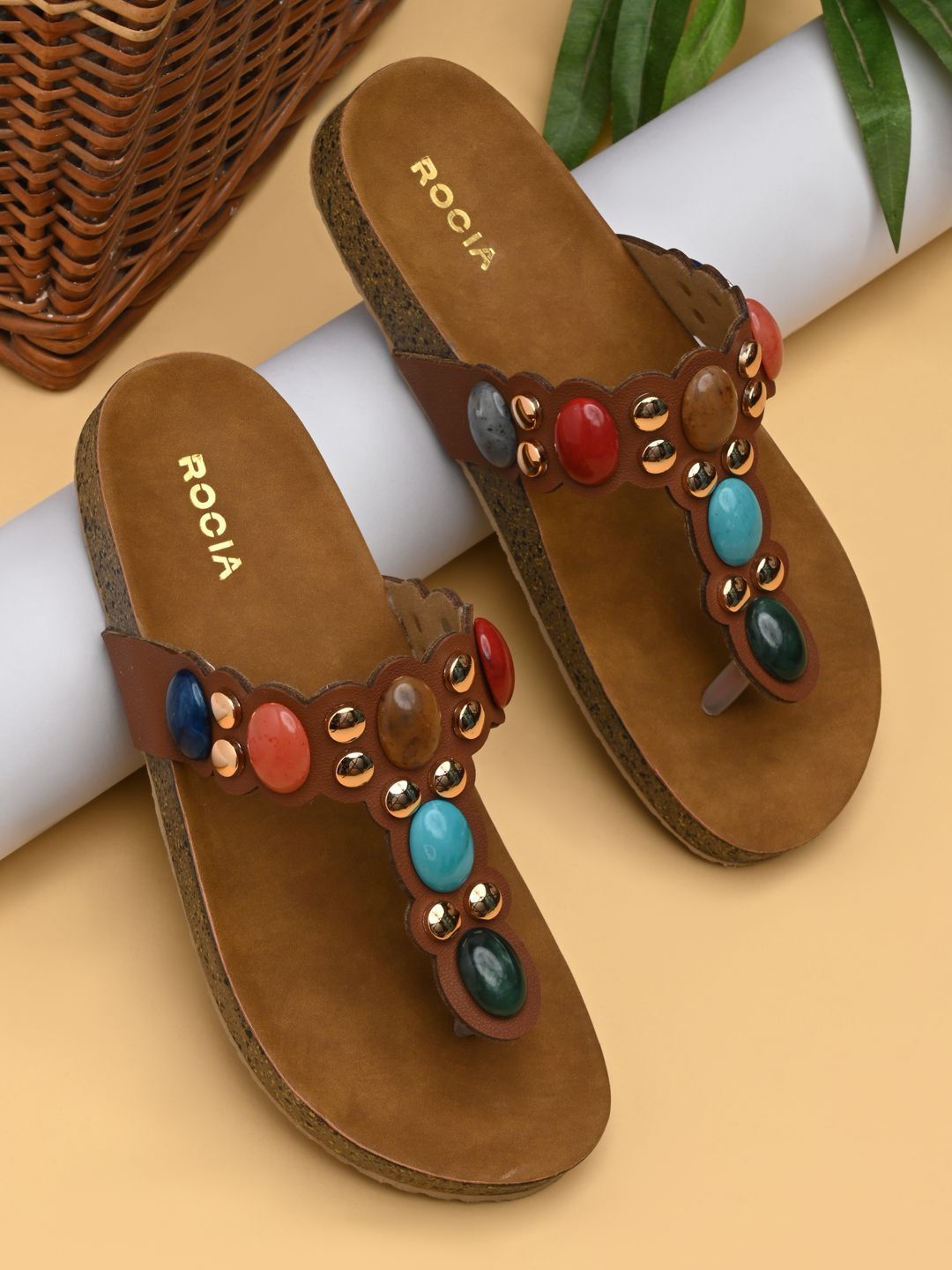 Rocia Women Embellished Round Toe T-Strap Flats-image-25