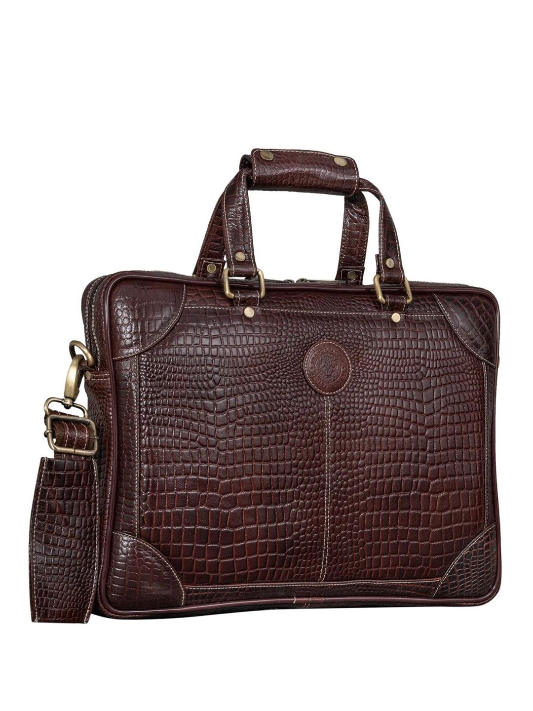 BRAND LEATHER Men Genuine Leather Padded Laptop Bag
