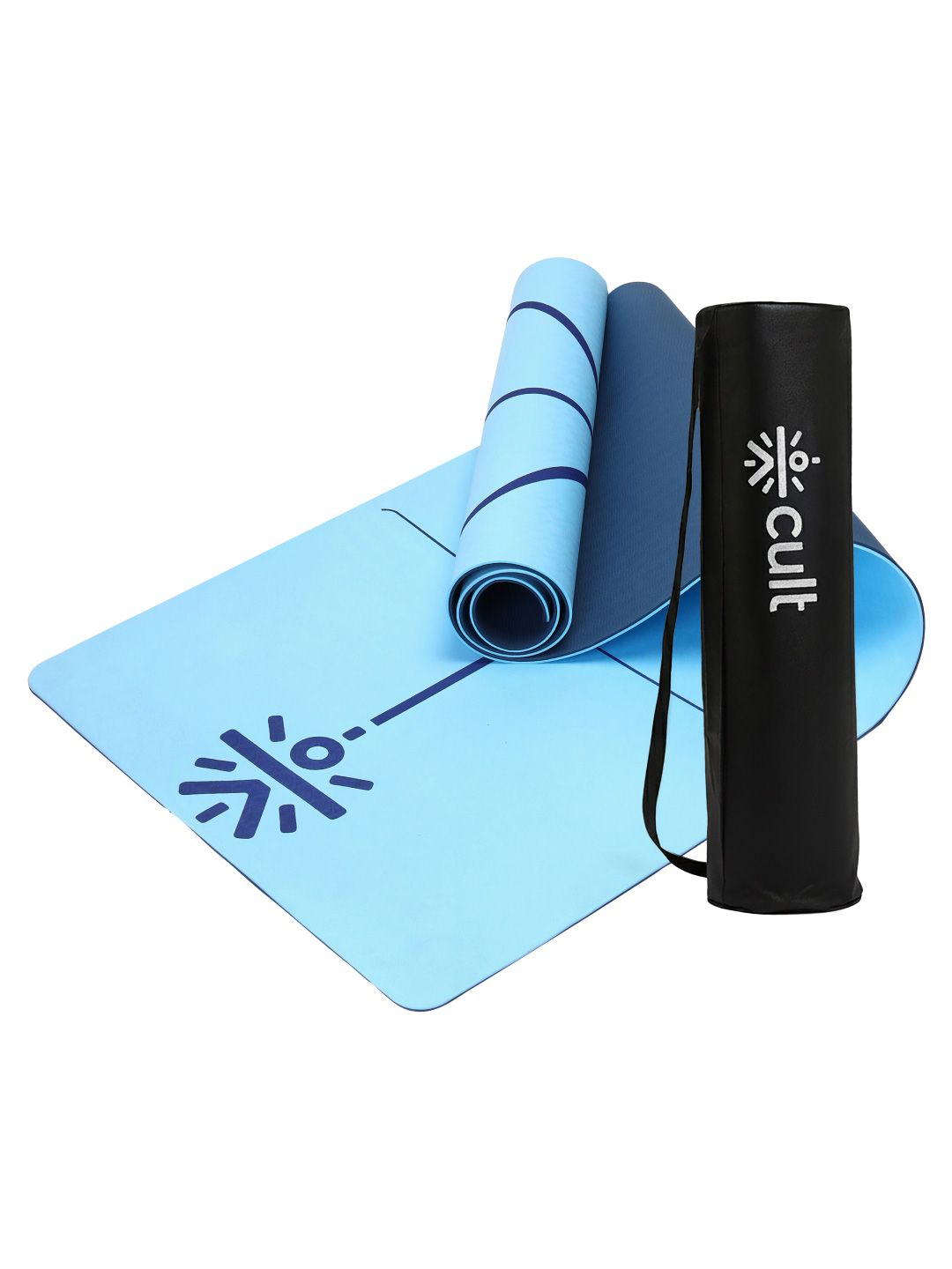 Cult Blue TPE 6mm Alignment with Bag & Strap Yoga Mat