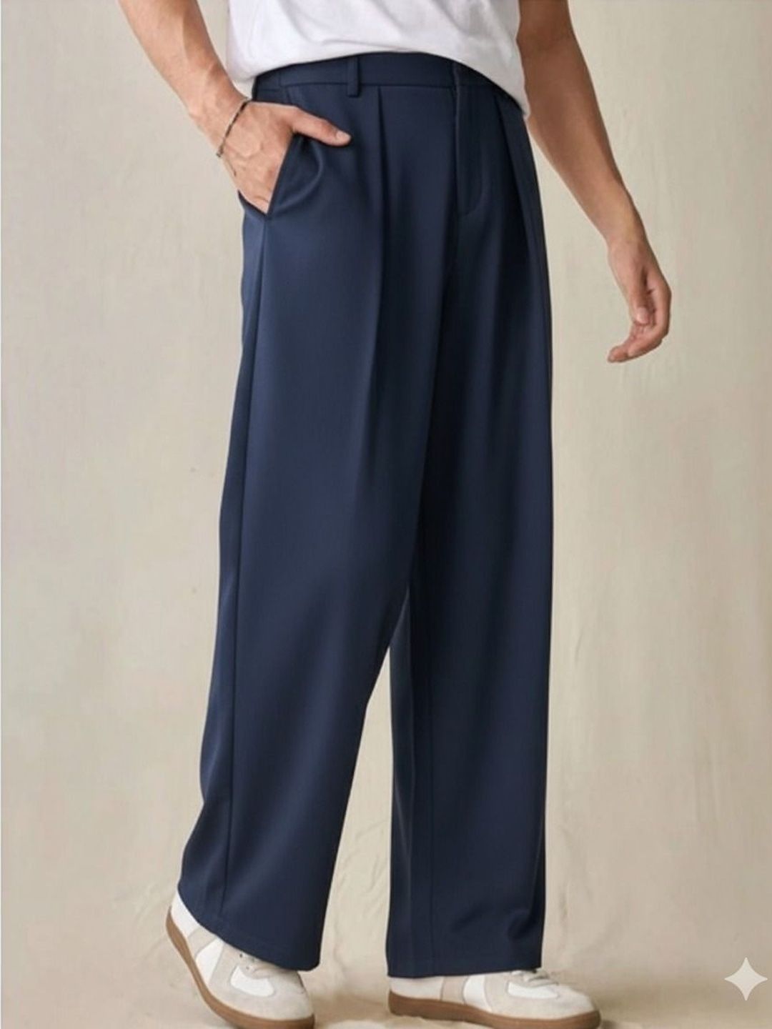 Next One Men Smart Straight Fit Easy Wash Pleated Trousers-picture-11