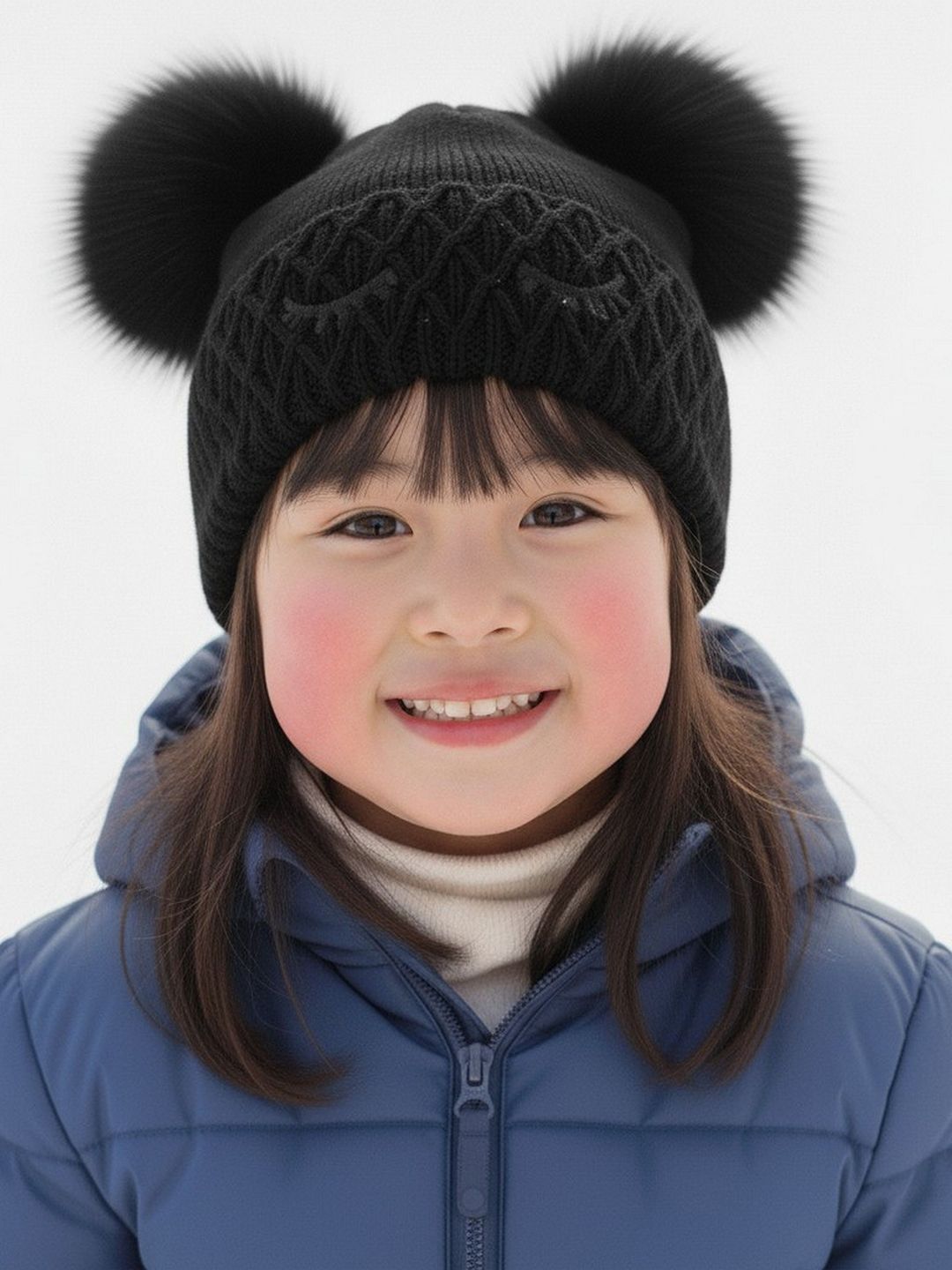 Adorazone Kids Self Design Woollen Beanie with Cute Pom Poms and Cosy Fur Layer-picture-15