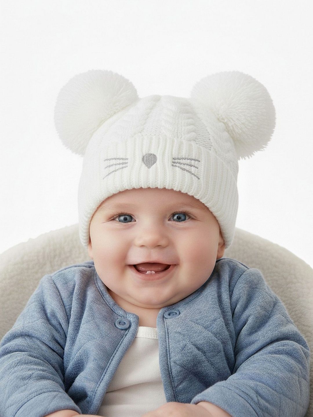 Infispace Kids Soft Knitted Woollen Beanie Cap with Pom Pom-image-5