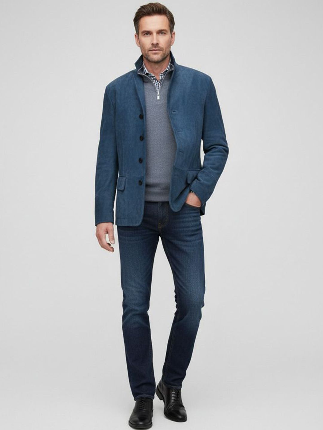 INVICTUS Men Longline Tailored Jacket with Embroidered-picture-31
