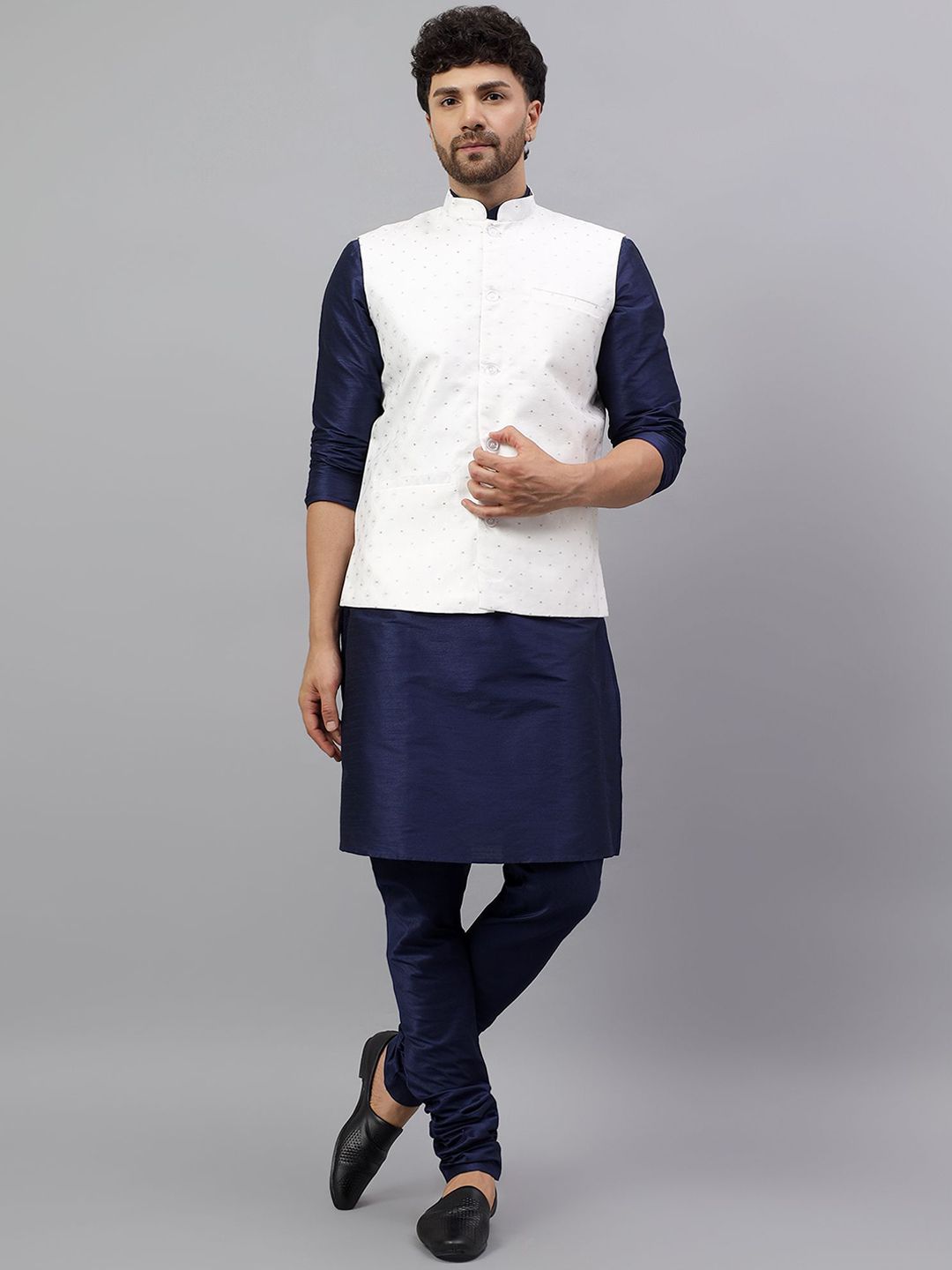 Latest Chikan Garments Men Ethnic Motifs Woven Design Nehru Jackets-picture-12