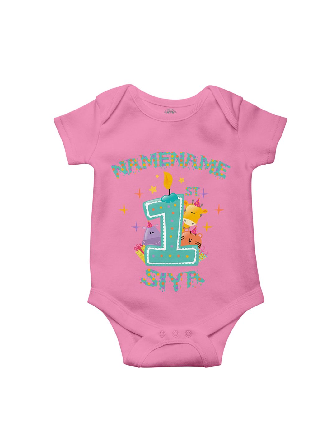THE PRINT PLATTER Kids 1st Birthday Printed Cotton Bodysuit with Envelope Neck-picture-32