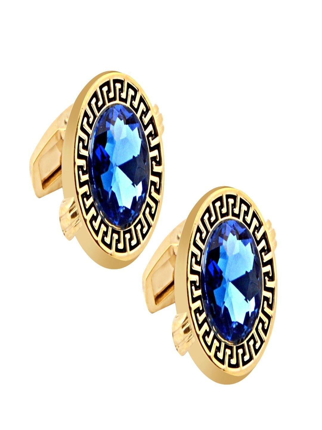 Curren Round Embellished Gold-Plated Cufflink-image-33