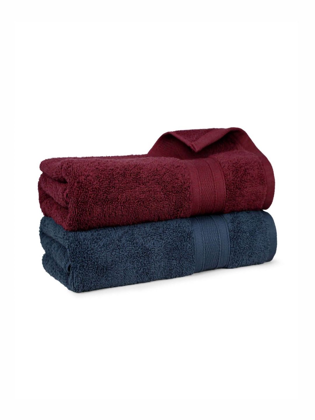MYTRIDENT Maroon & Navy Blue 2 Pieces Super Absorbent Pure Cotton 500 GSM Bath Towels-image-2