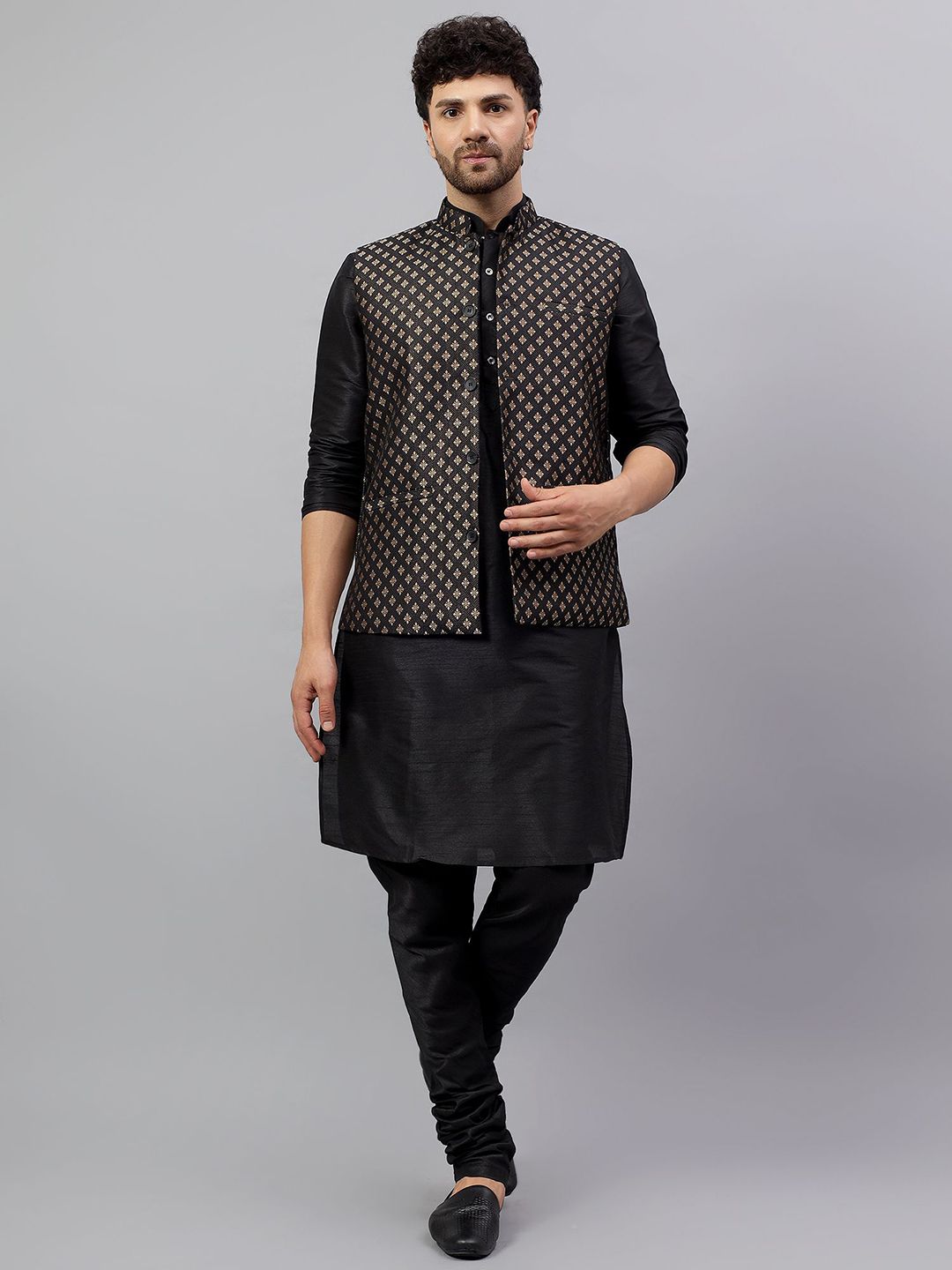 Latest Chikan Garments Men Ethnic Motifs Woven Design Nehru Jackets-picture-25